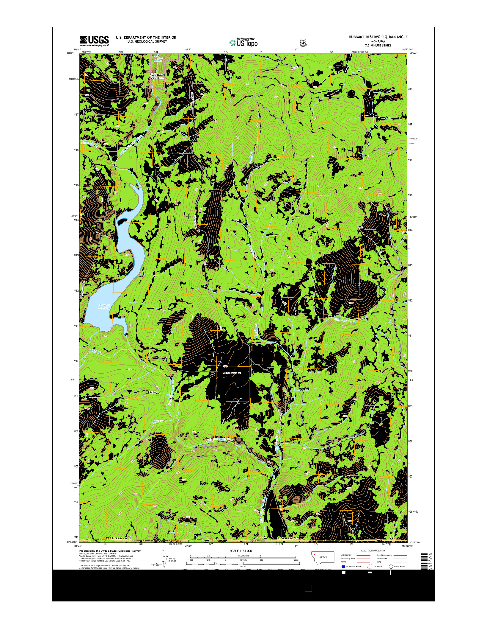 USGS US TOPO 7.5-MINUTE MAP FOR HUBBART RESERVOIR, MT 2014