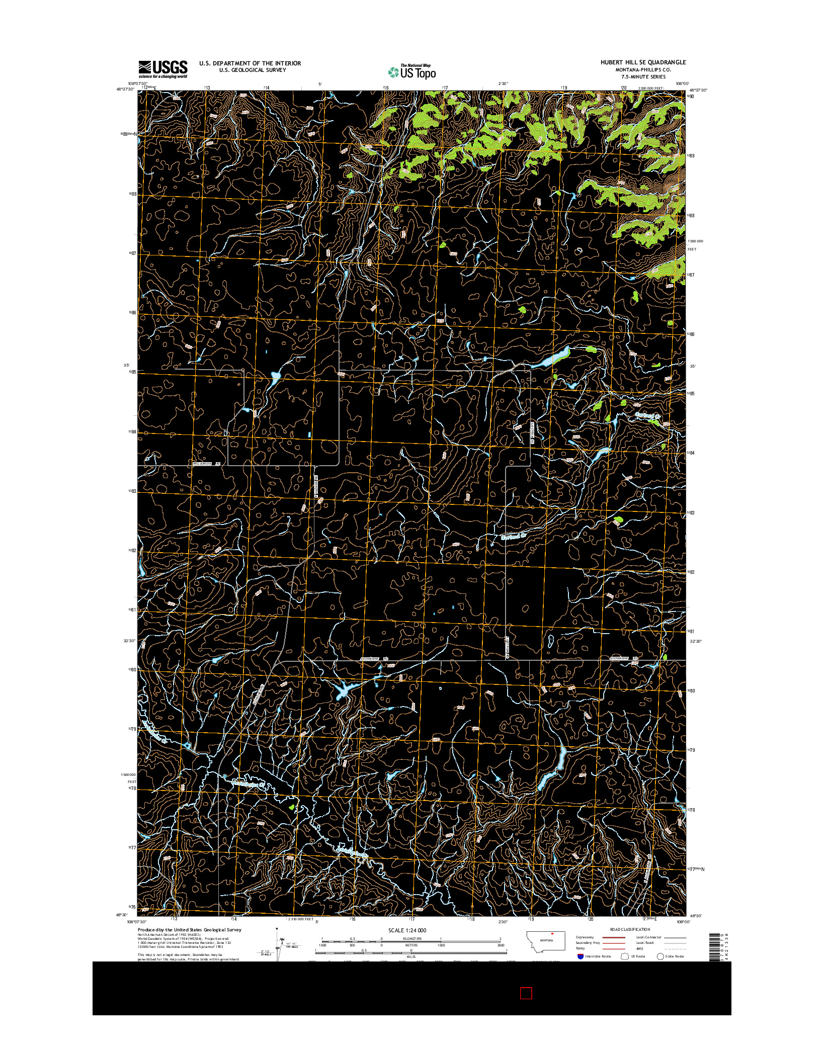 USGS US TOPO 7.5-MINUTE MAP FOR HUBERT HILL SE, MT 2014