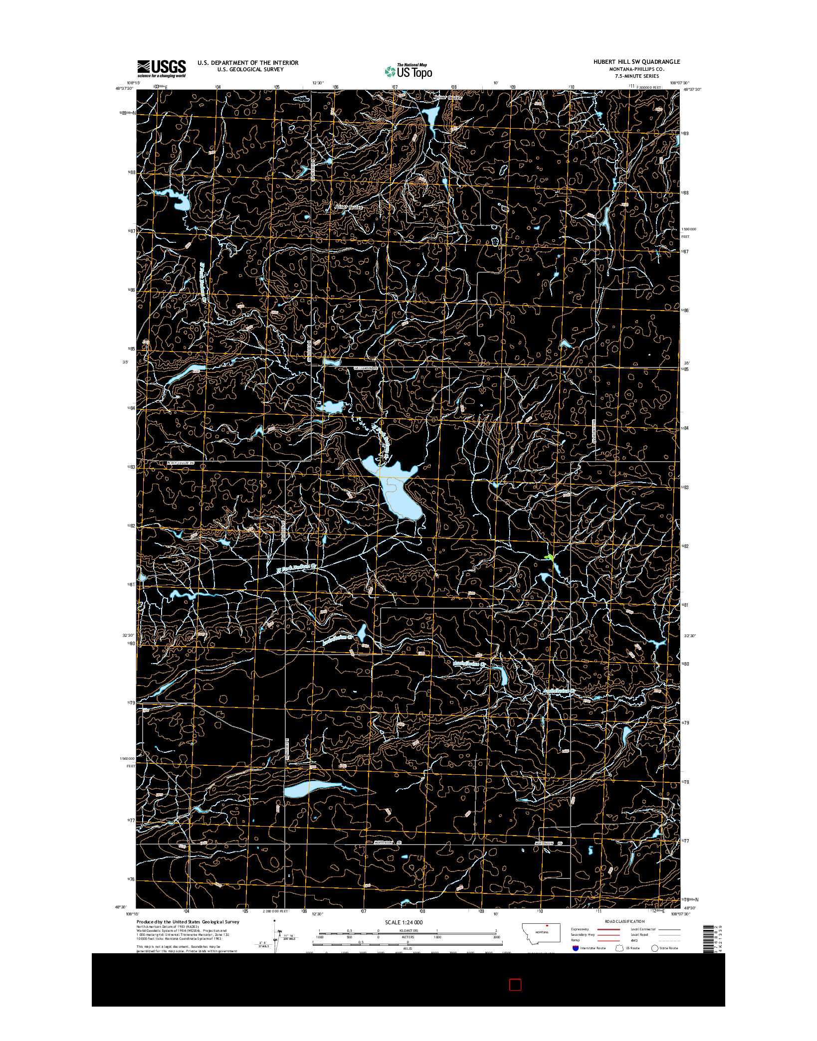 USGS US TOPO 7.5-MINUTE MAP FOR HUBERT HILL SW, MT 2014