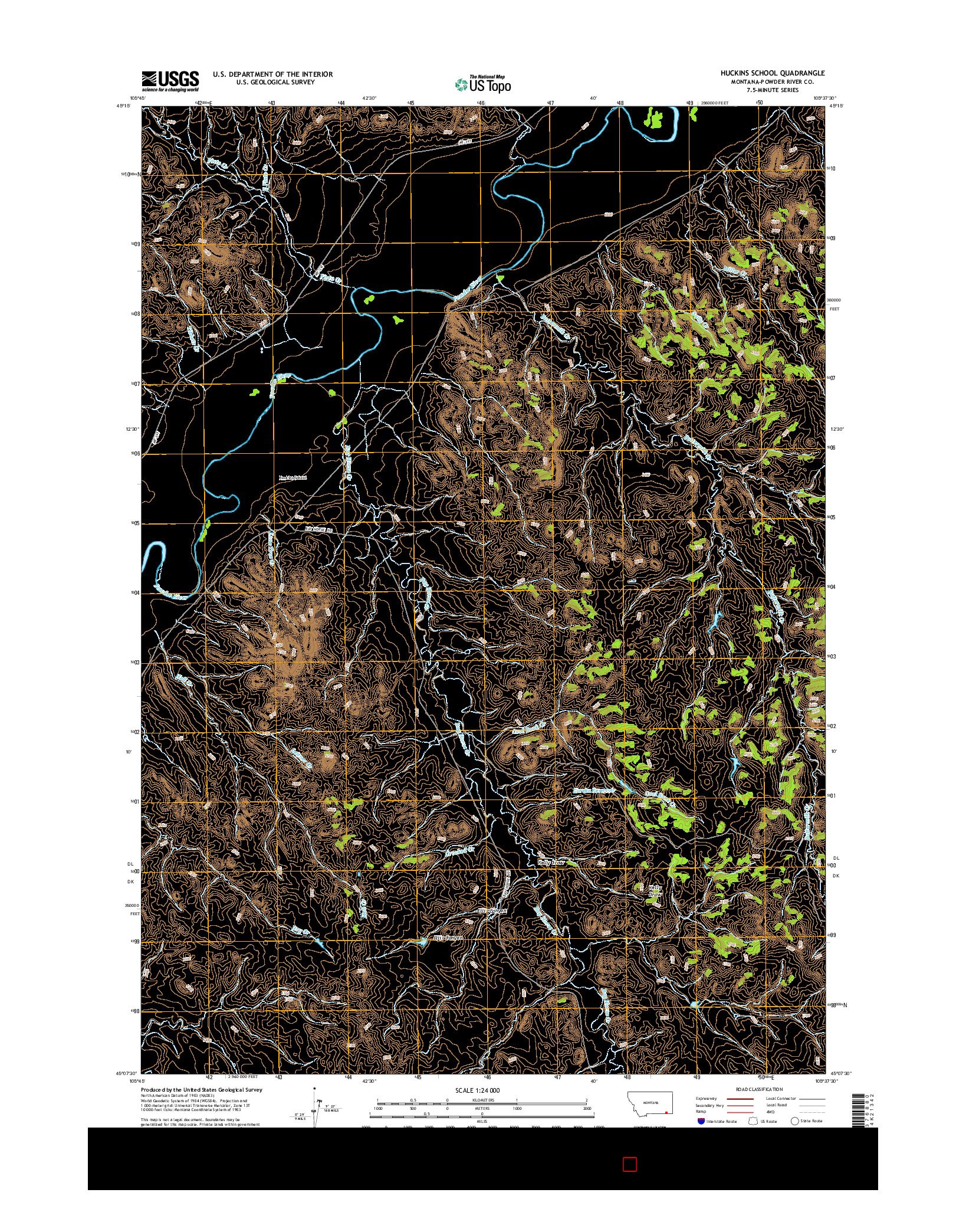 USGS US TOPO 7.5-MINUTE MAP FOR HUCKINS SCHOOL, MT 2014