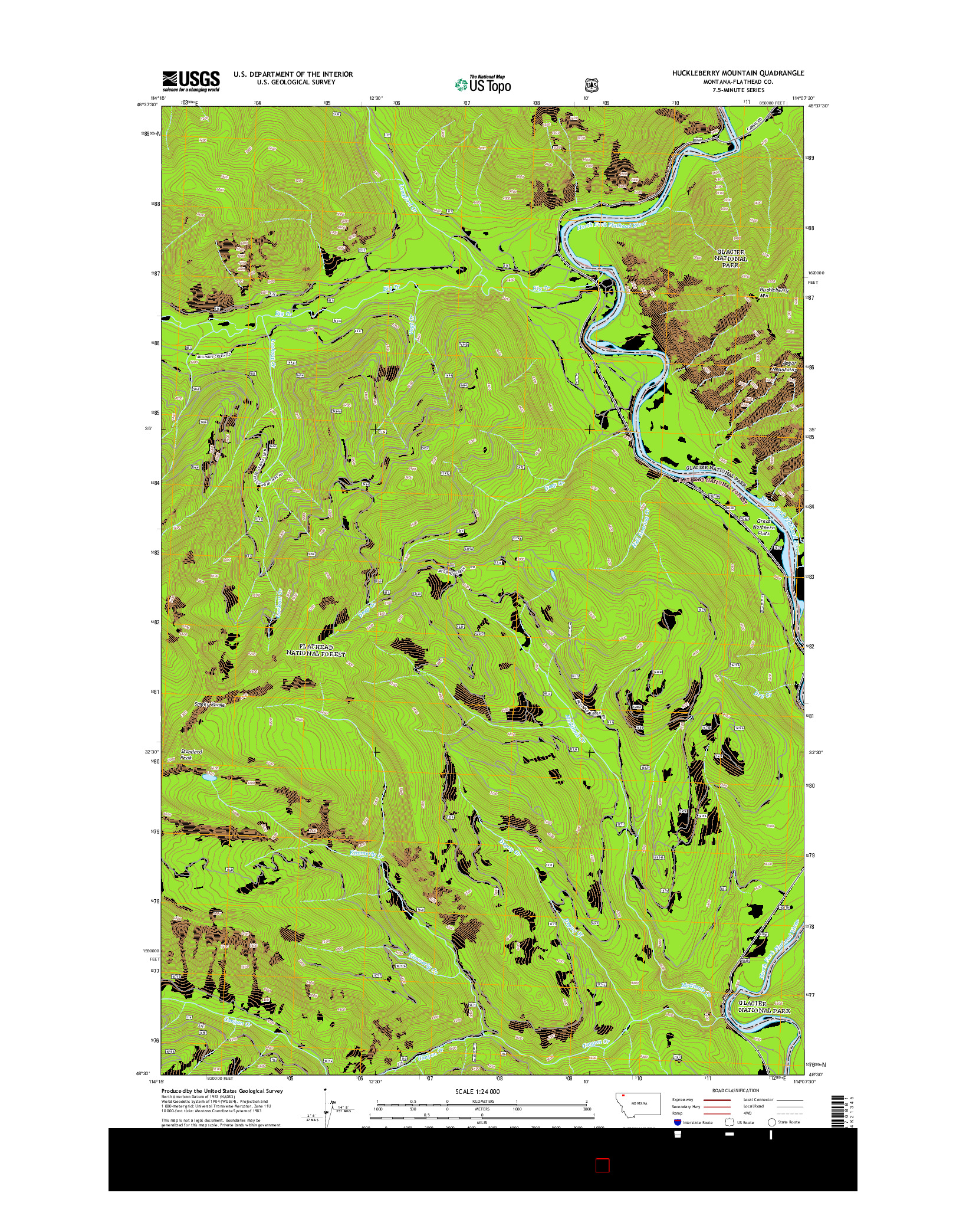 USGS US TOPO 7.5-MINUTE MAP FOR HUCKLEBERRY MOUNTAIN, MT 2014