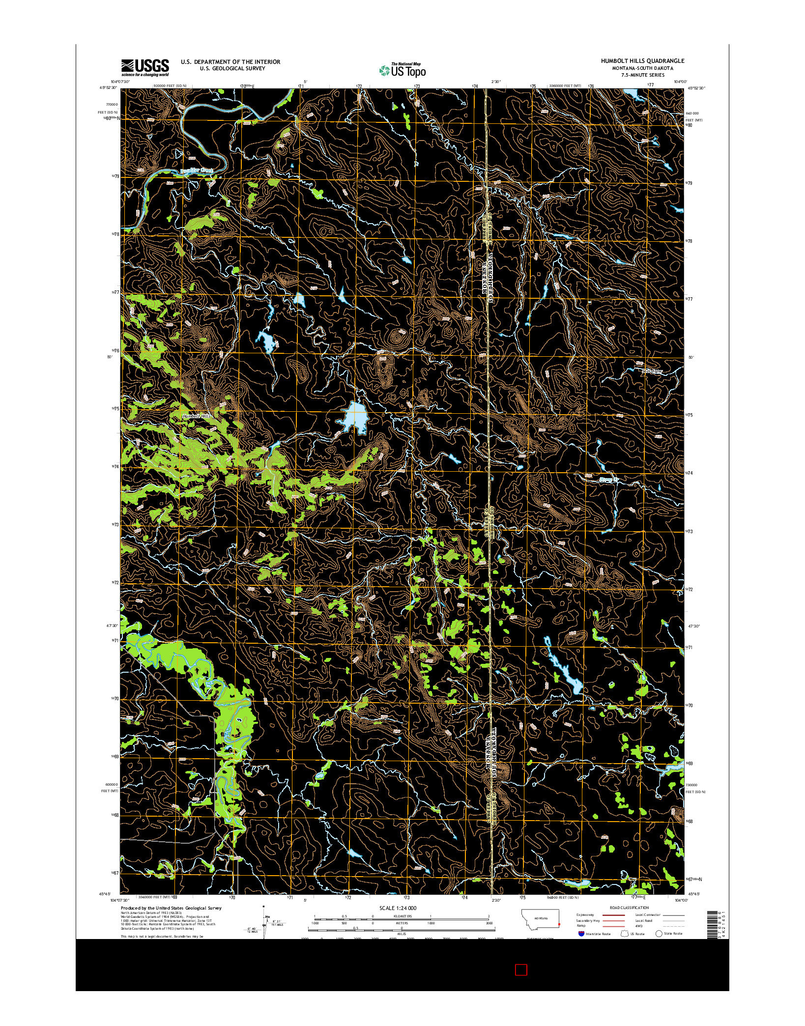 USGS US TOPO 7.5-MINUTE MAP FOR HUMBOLT HILLS, MT-SD 2014