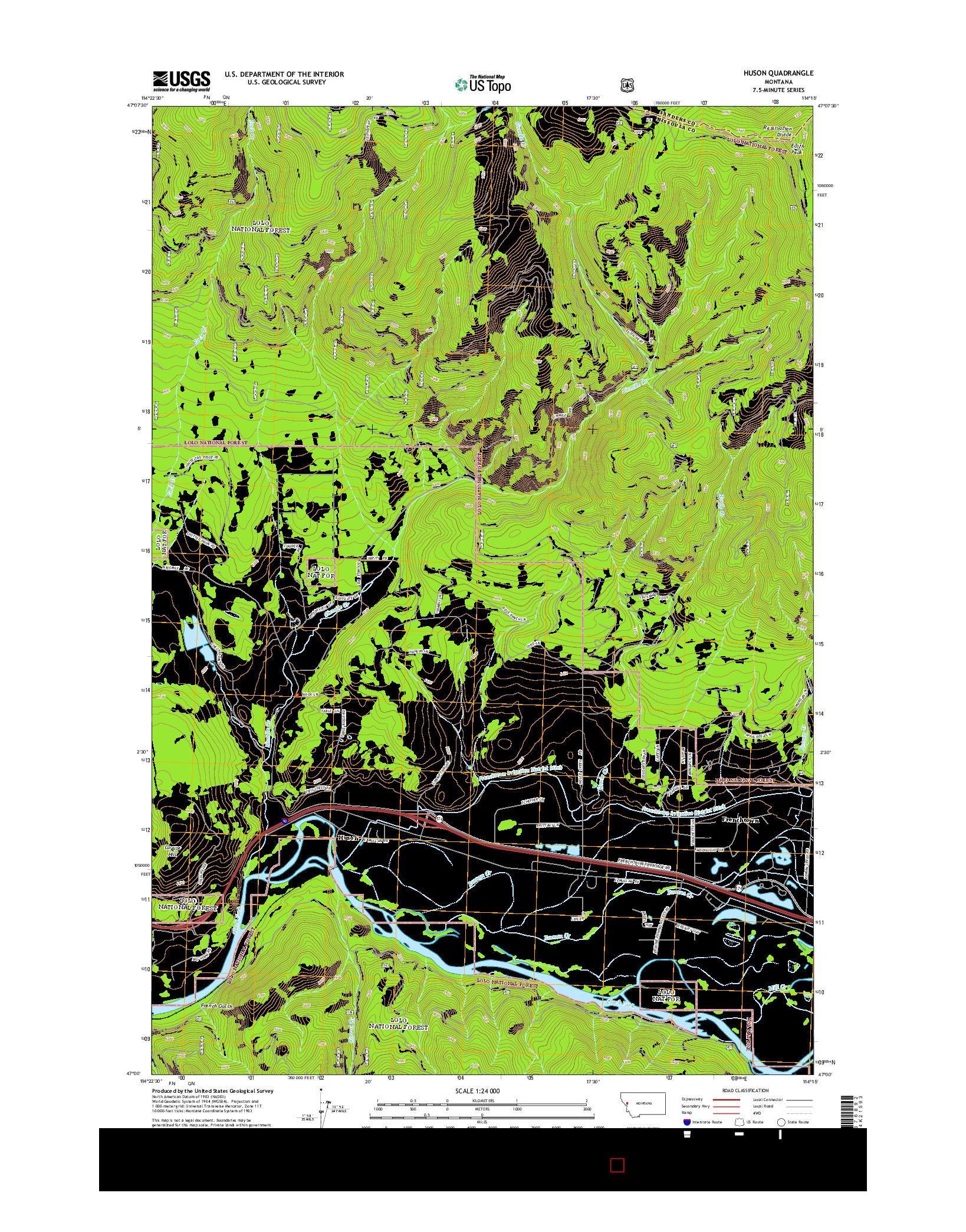 USGS US TOPO 7.5-MINUTE MAP FOR HUSON, MT 2014