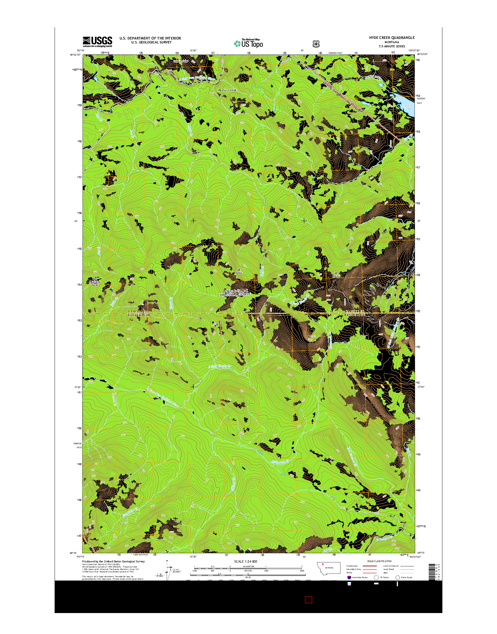 USGS US TOPO 7.5-MINUTE MAP FOR HYDE CREEK, MT 2014