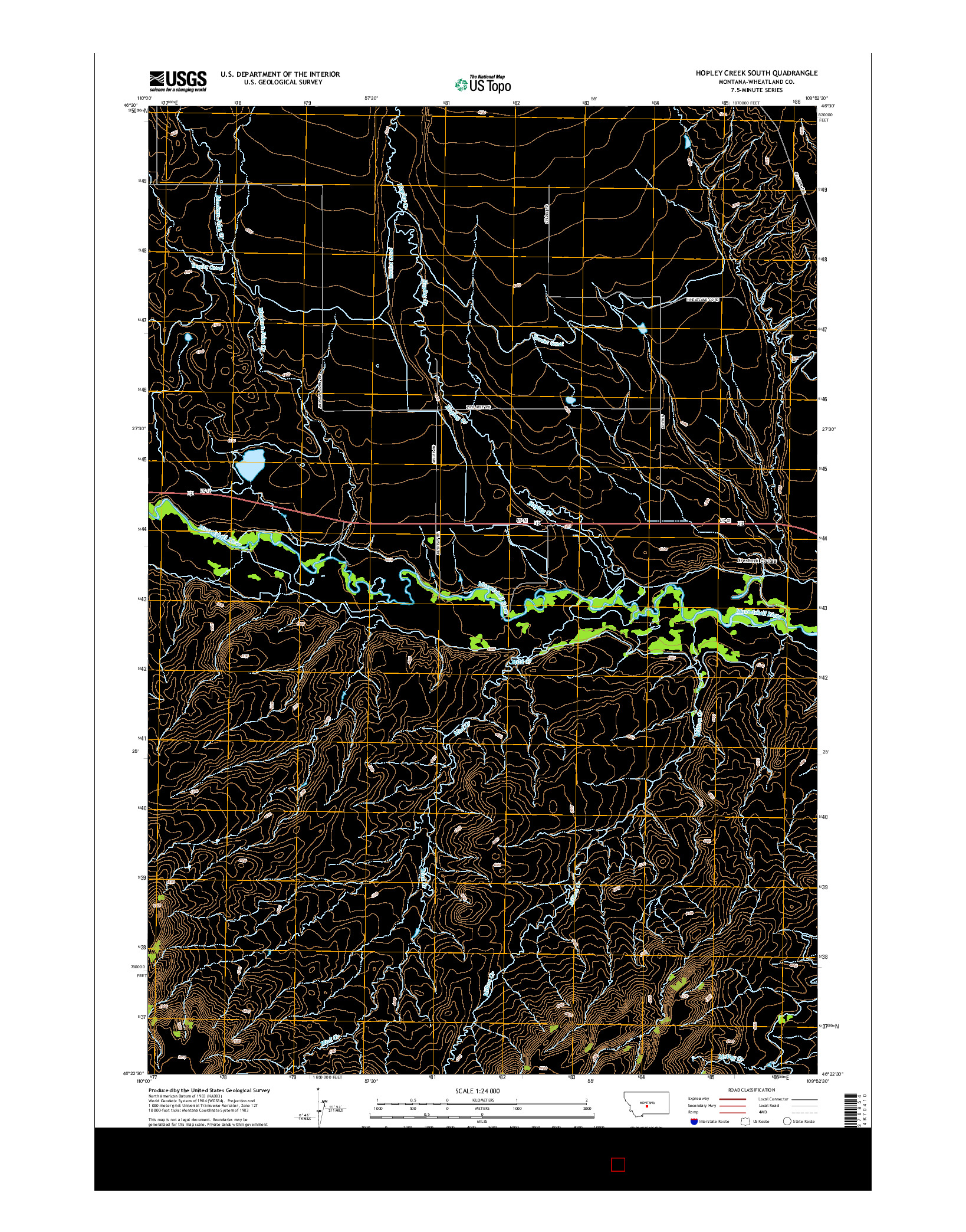 USGS US TOPO 7.5-MINUTE MAP FOR HOPLEY CREEK SOUTH, MT 2014
