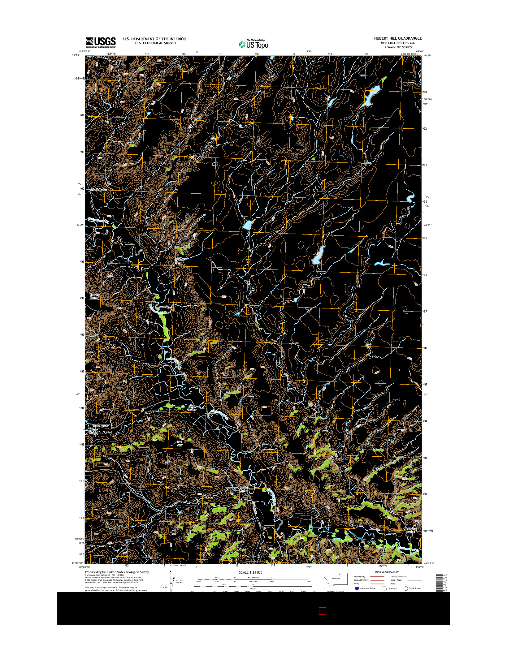 USGS US TOPO 7.5-MINUTE MAP FOR HUBERT HILL, MT 2014