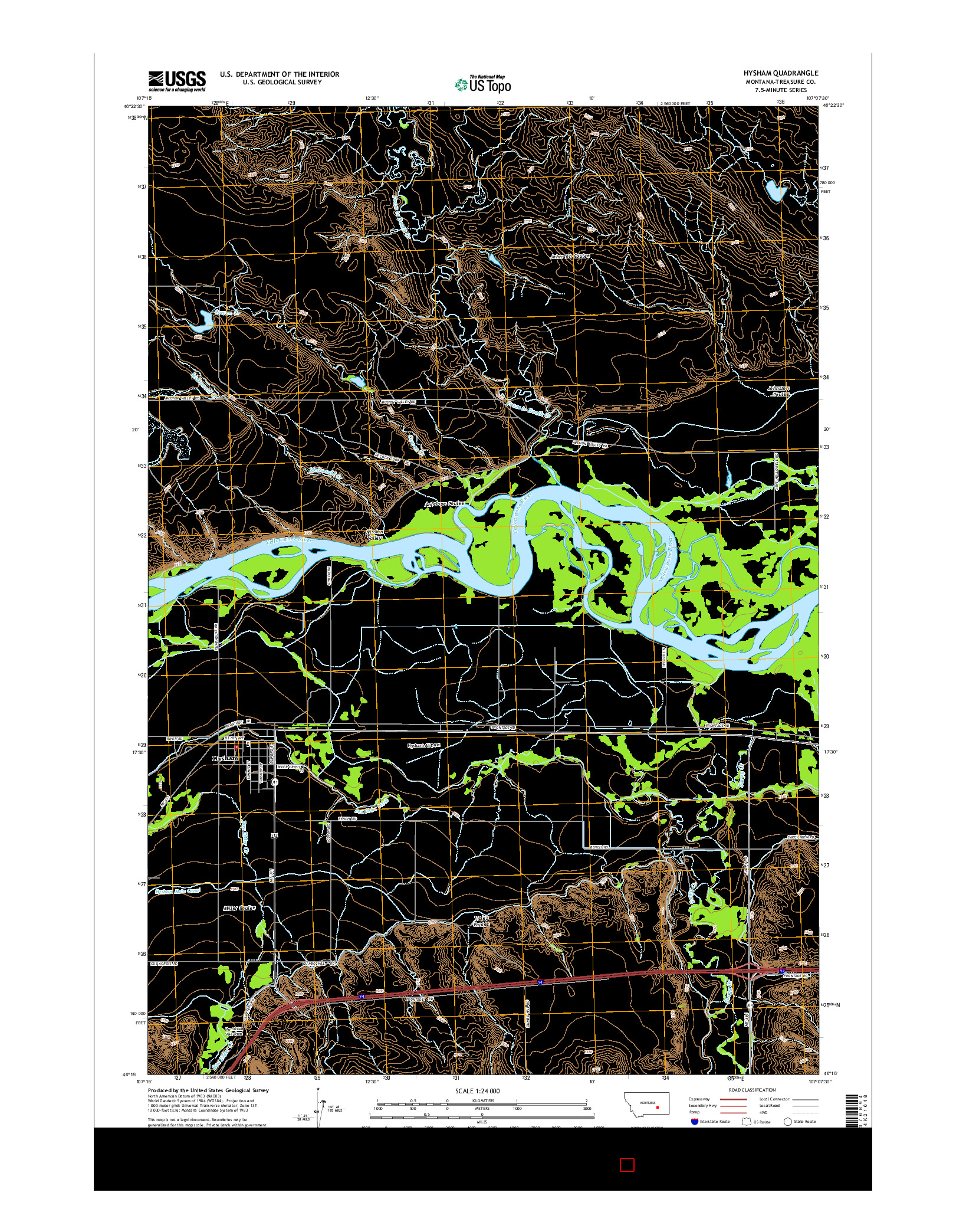 USGS US TOPO 7.5-MINUTE MAP FOR HYSHAM, MT 2014
