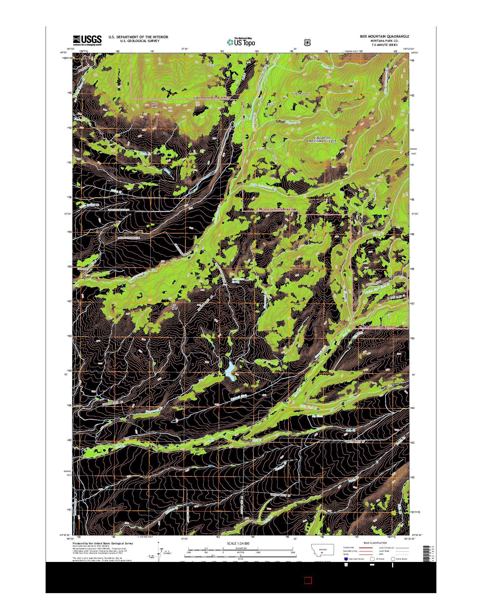 USGS US TOPO 7.5-MINUTE MAP FOR IBEX MOUNTAIN, MT 2014