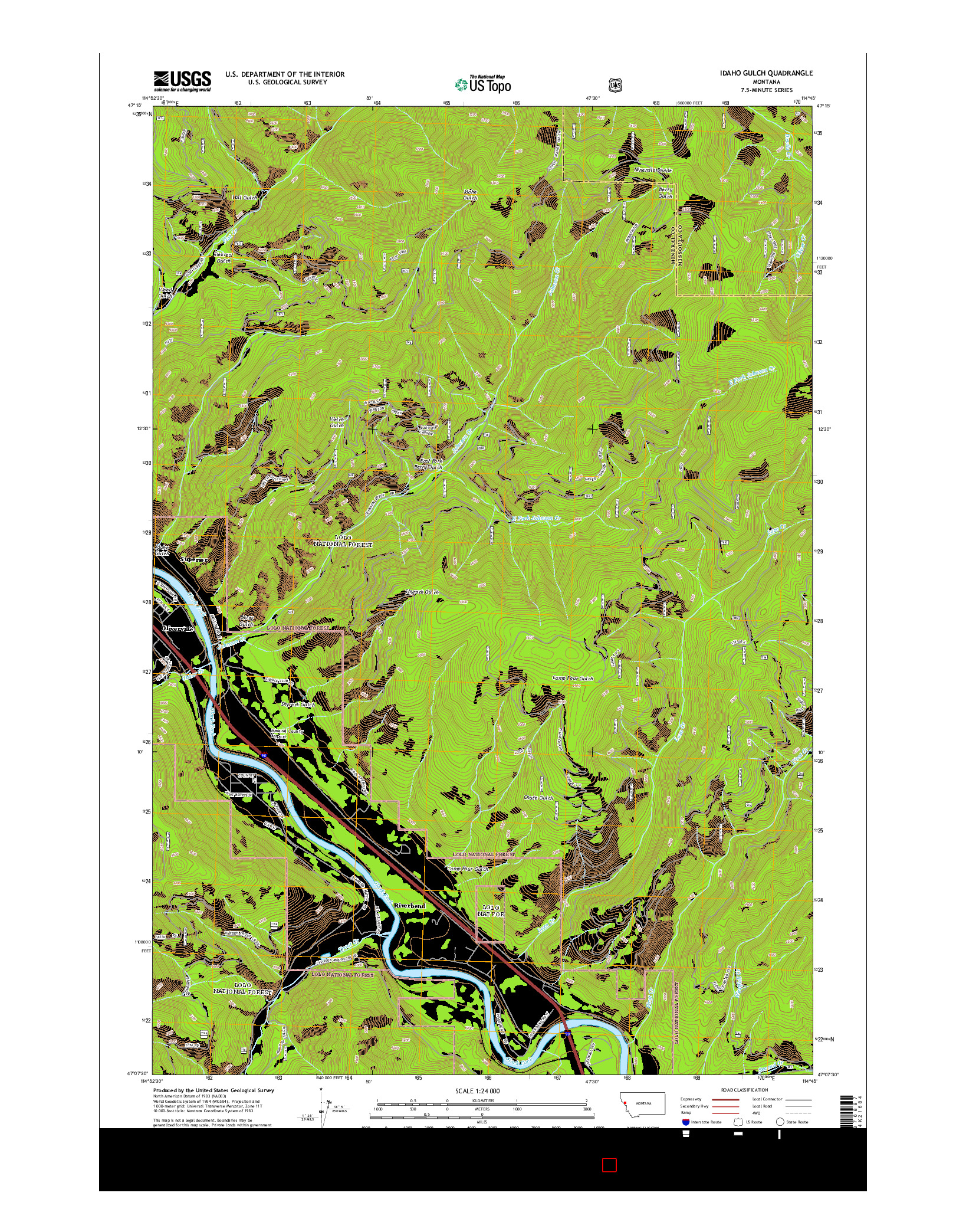 USGS US TOPO 7.5-MINUTE MAP FOR IDAHO GULCH, MT 2014