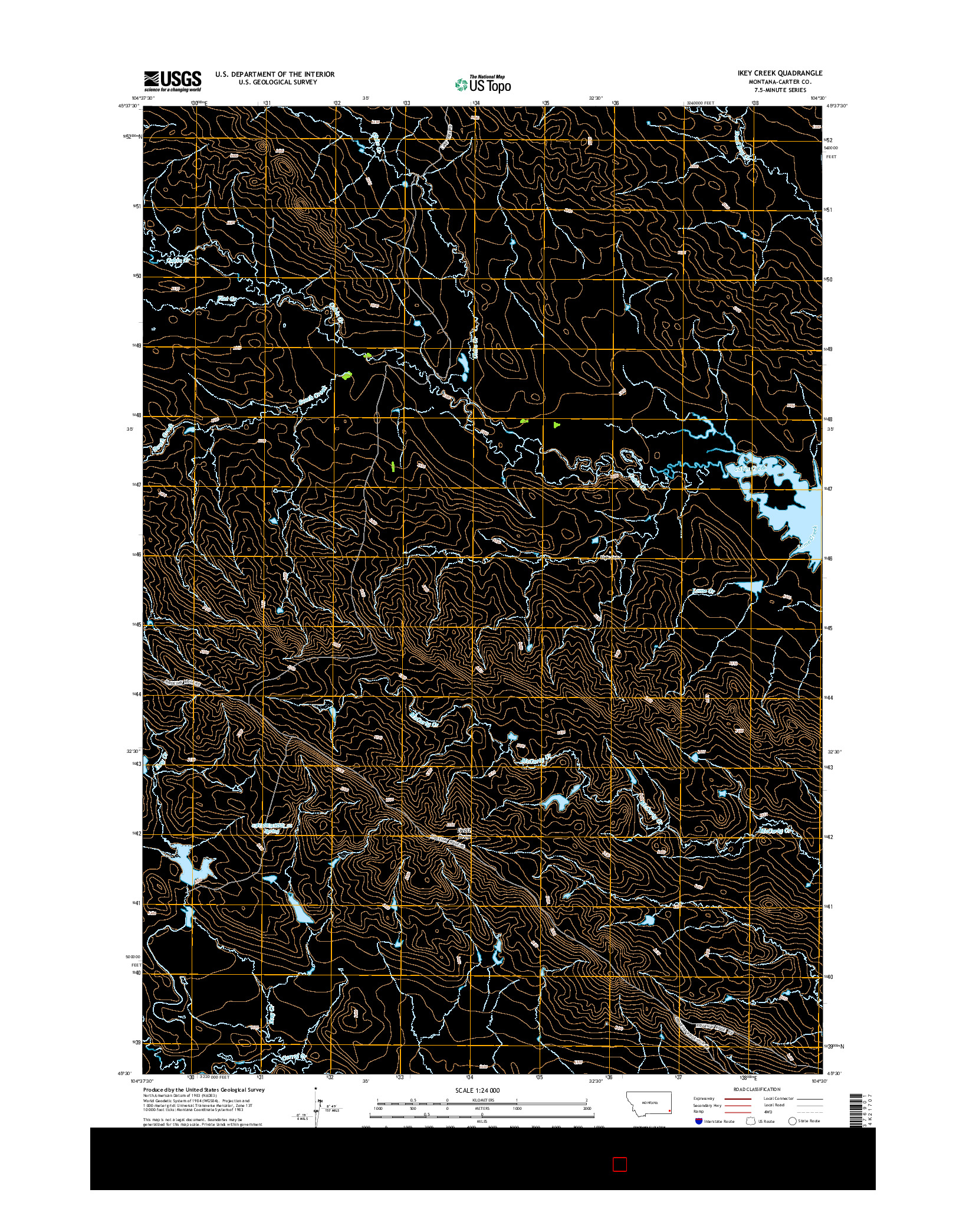 USGS US TOPO 7.5-MINUTE MAP FOR IKEY CREEK, MT 2014