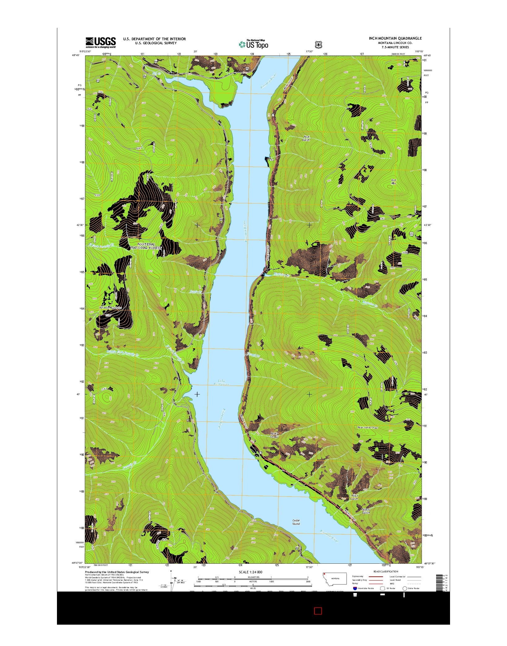 USGS US TOPO 7.5-MINUTE MAP FOR INCH MOUNTAIN, MT 2014