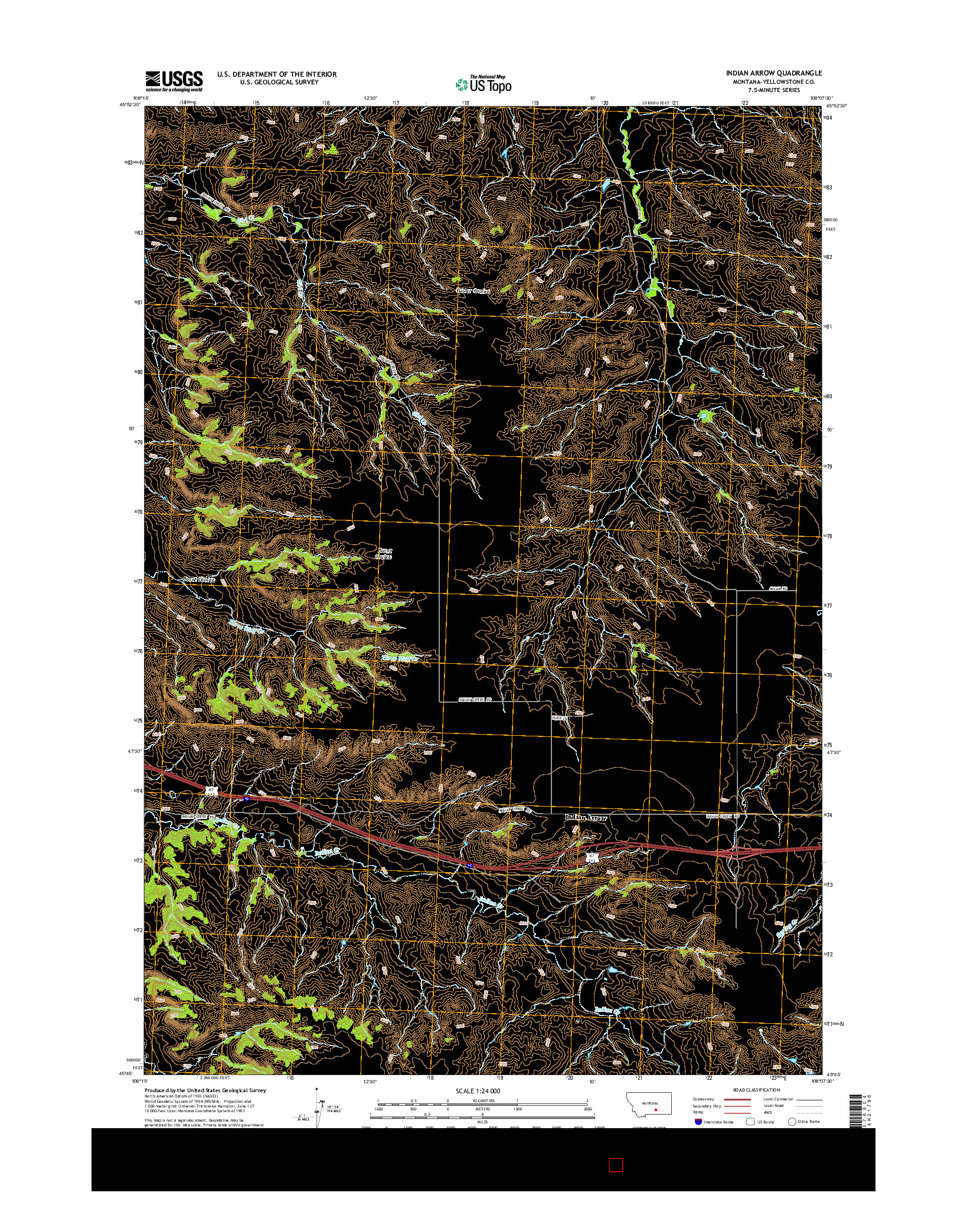 USGS US TOPO 7.5-MINUTE MAP FOR INDIAN ARROW, MT 2014