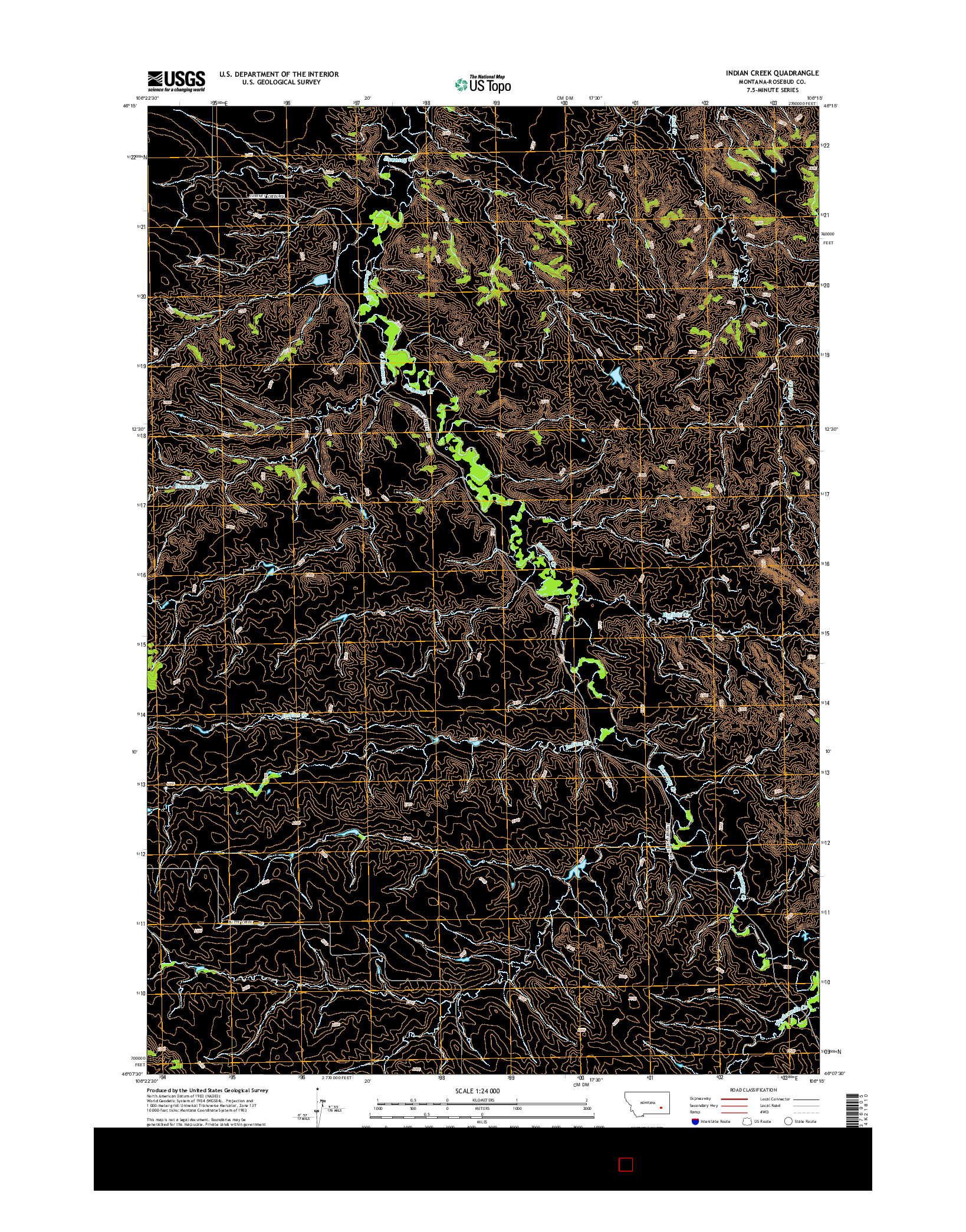 USGS US TOPO 7.5-MINUTE MAP FOR INDIAN CREEK, MT 2014