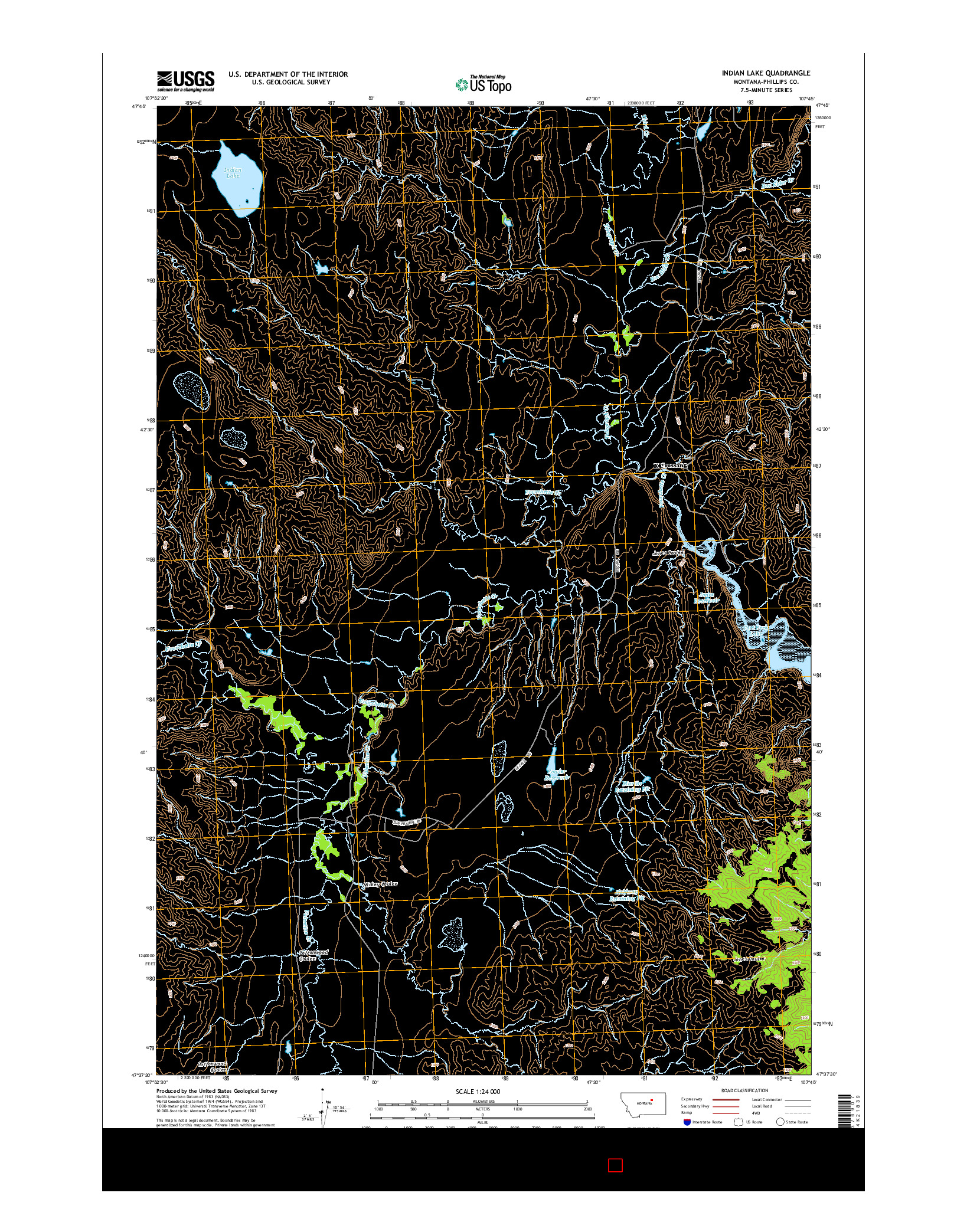 USGS US TOPO 7.5-MINUTE MAP FOR INDIAN LAKE, MT 2014