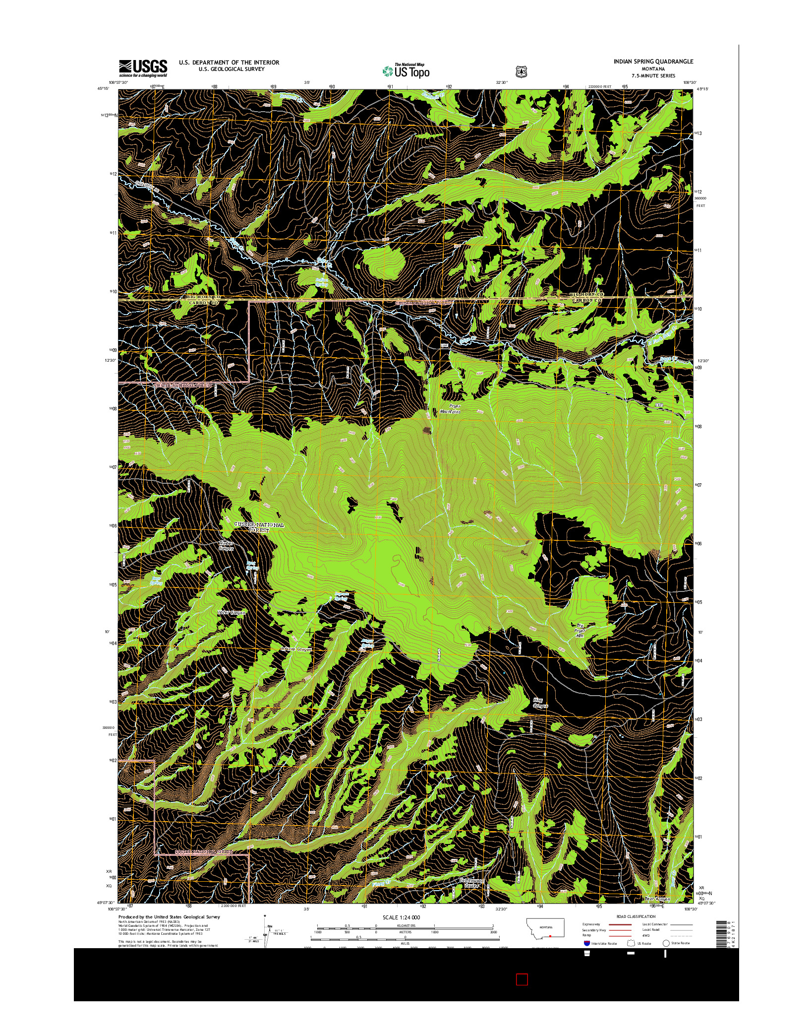 USGS US TOPO 7.5-MINUTE MAP FOR INDIAN SPRING, MT 2014