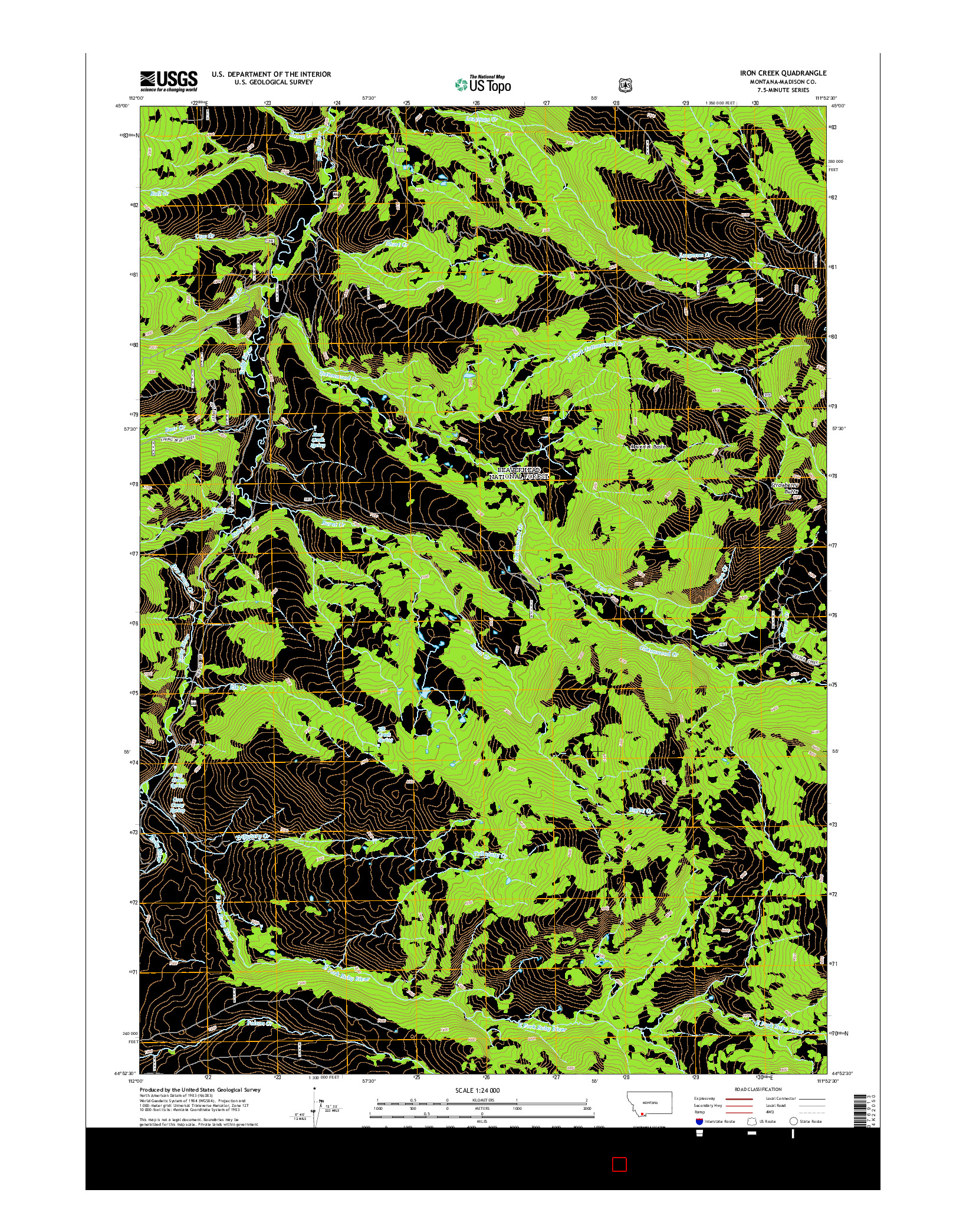 USGS US TOPO 7.5-MINUTE MAP FOR IRON CREEK, MT 2014