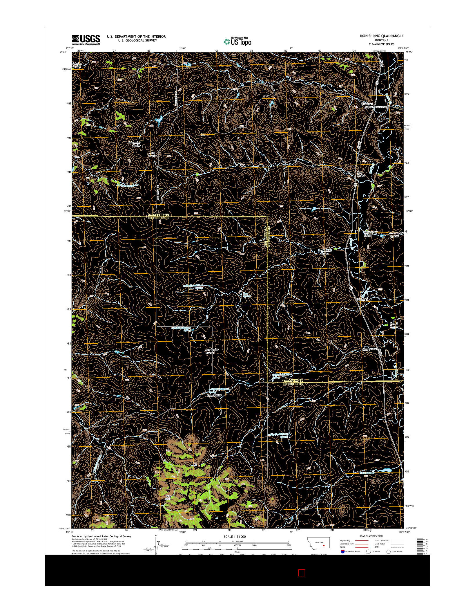 USGS US TOPO 7.5-MINUTE MAP FOR IRON SPRING, MT 2014