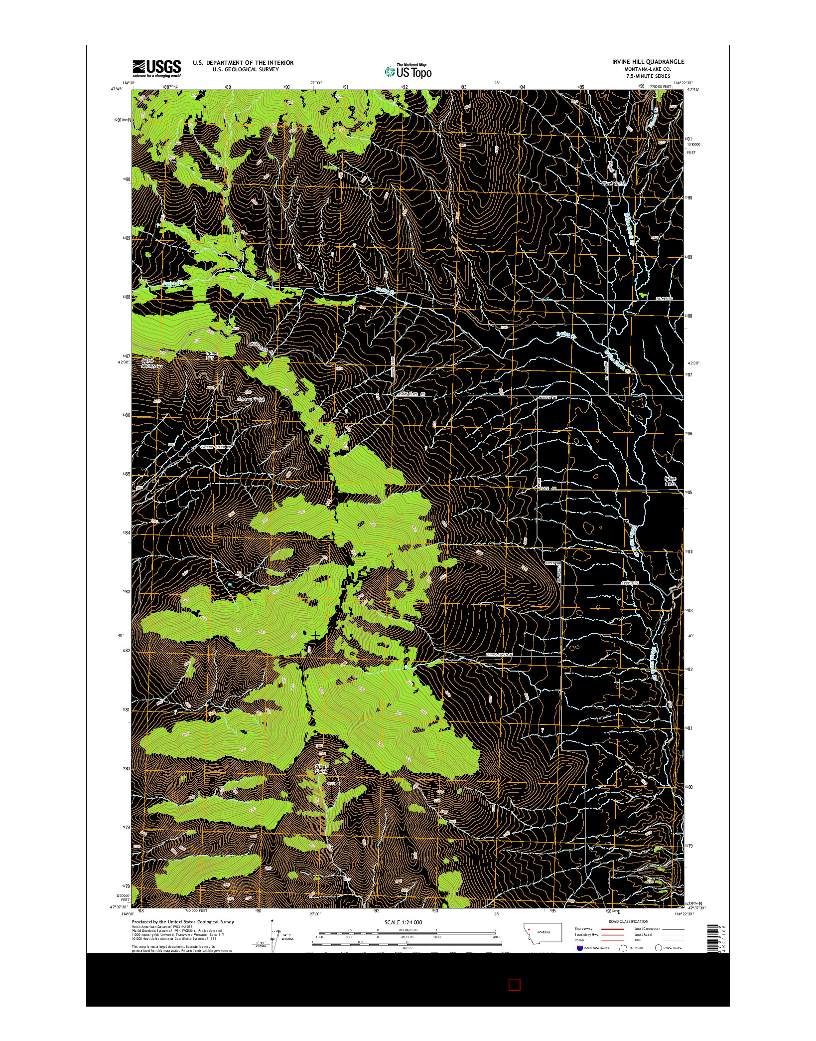 USGS US TOPO 7.5-MINUTE MAP FOR IRVINE HILL, MT 2014