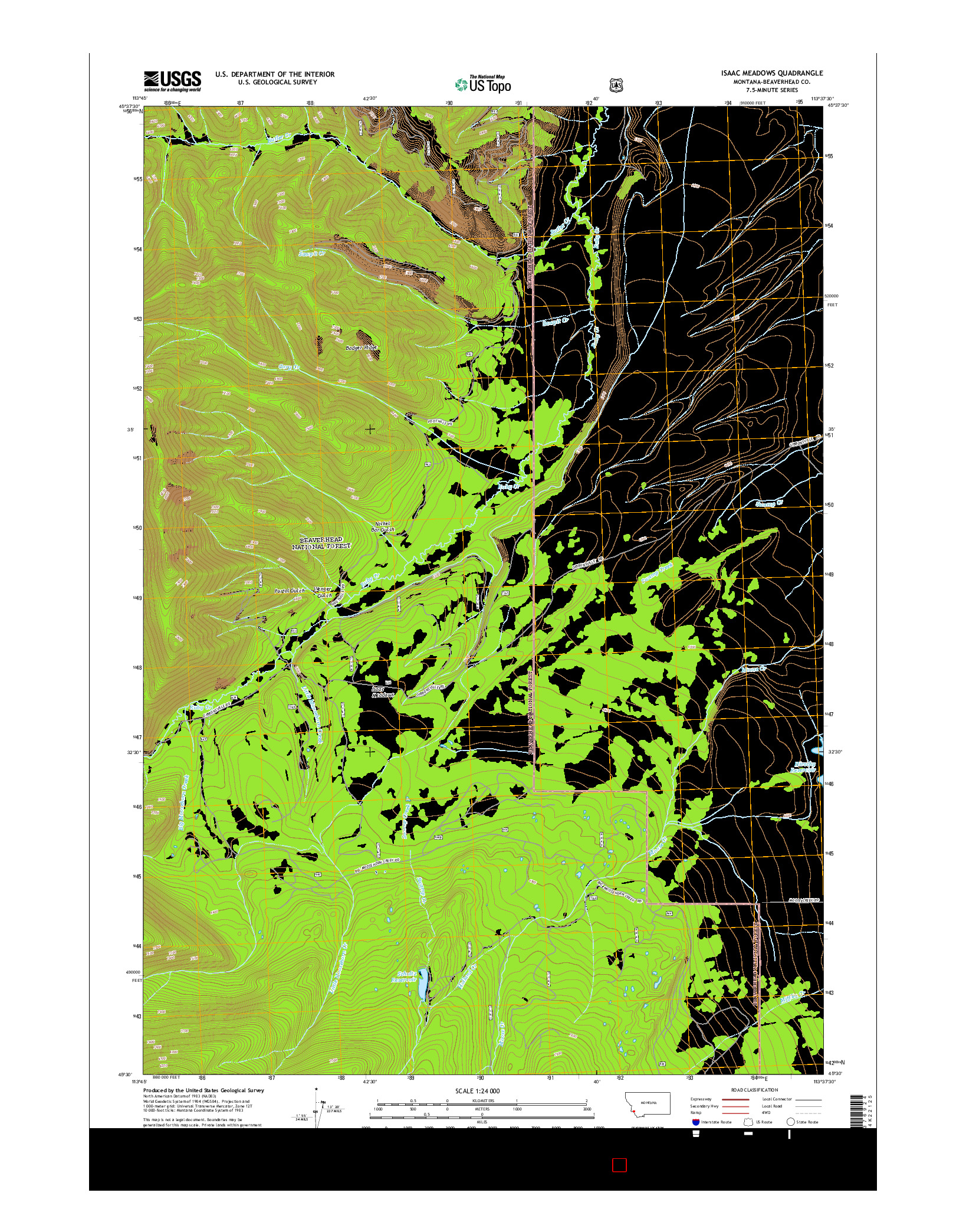 USGS US TOPO 7.5-MINUTE MAP FOR ISAAC MEADOWS, MT 2014