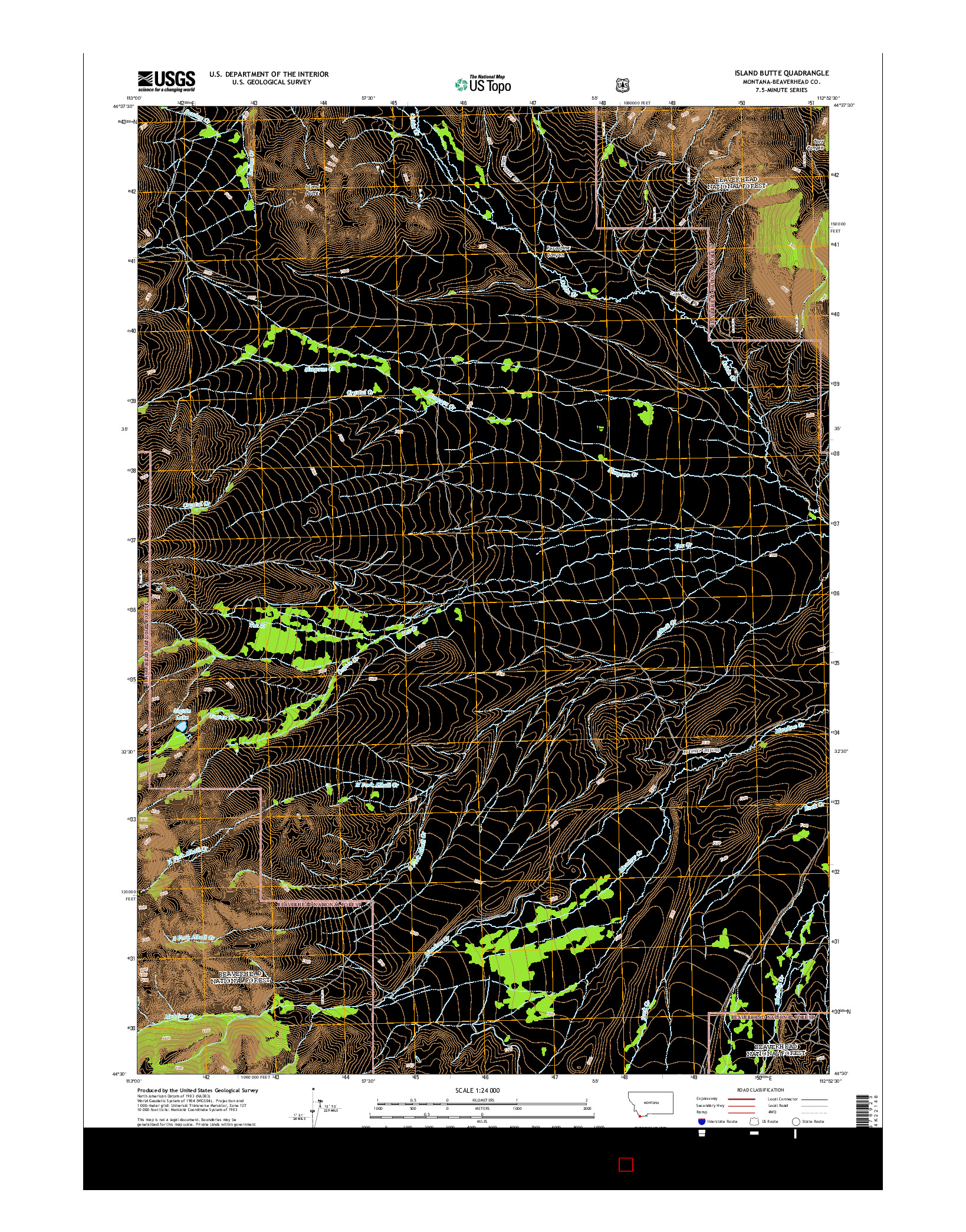 USGS US TOPO 7.5-MINUTE MAP FOR ISLAND BUTTE, MT 2014