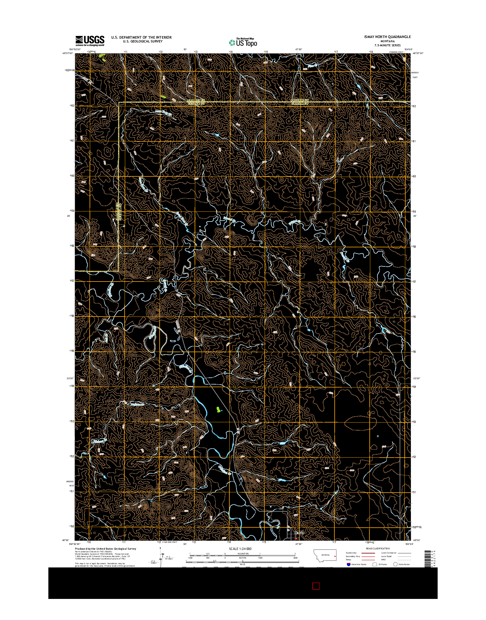 USGS US TOPO 7.5-MINUTE MAP FOR ISMAY NORTH, MT 2014