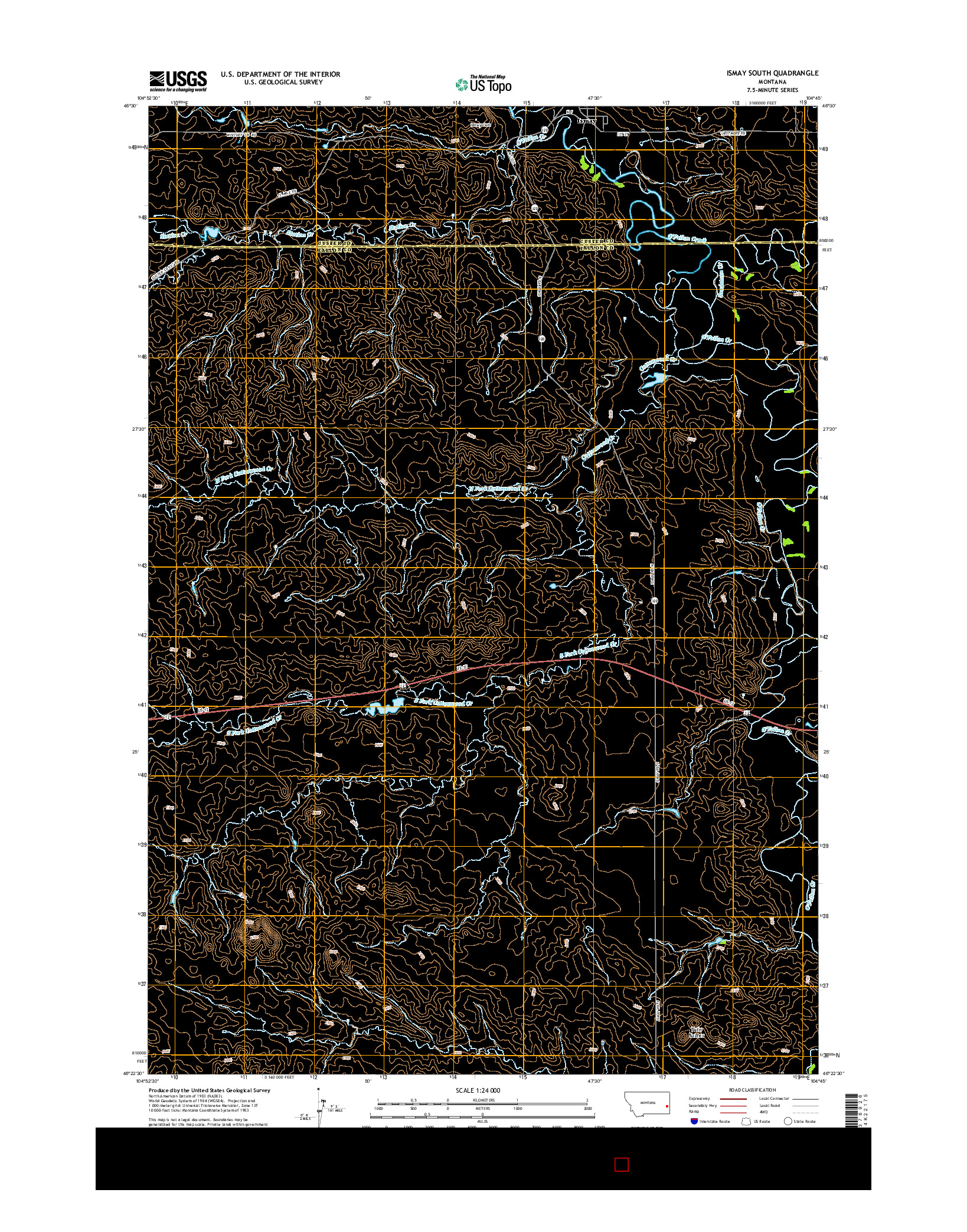 USGS US TOPO 7.5-MINUTE MAP FOR ISMAY SOUTH, MT 2014