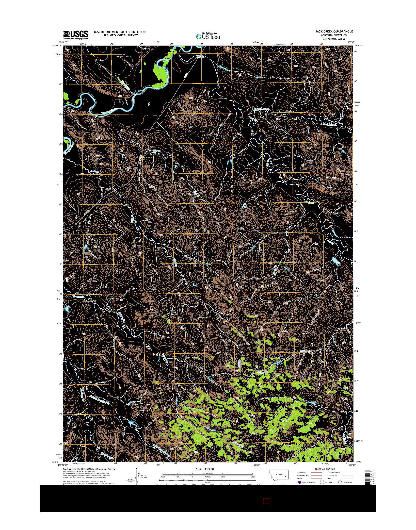 USGS US TOPO 7.5-MINUTE MAP FOR JACK CREEK, MT 2014