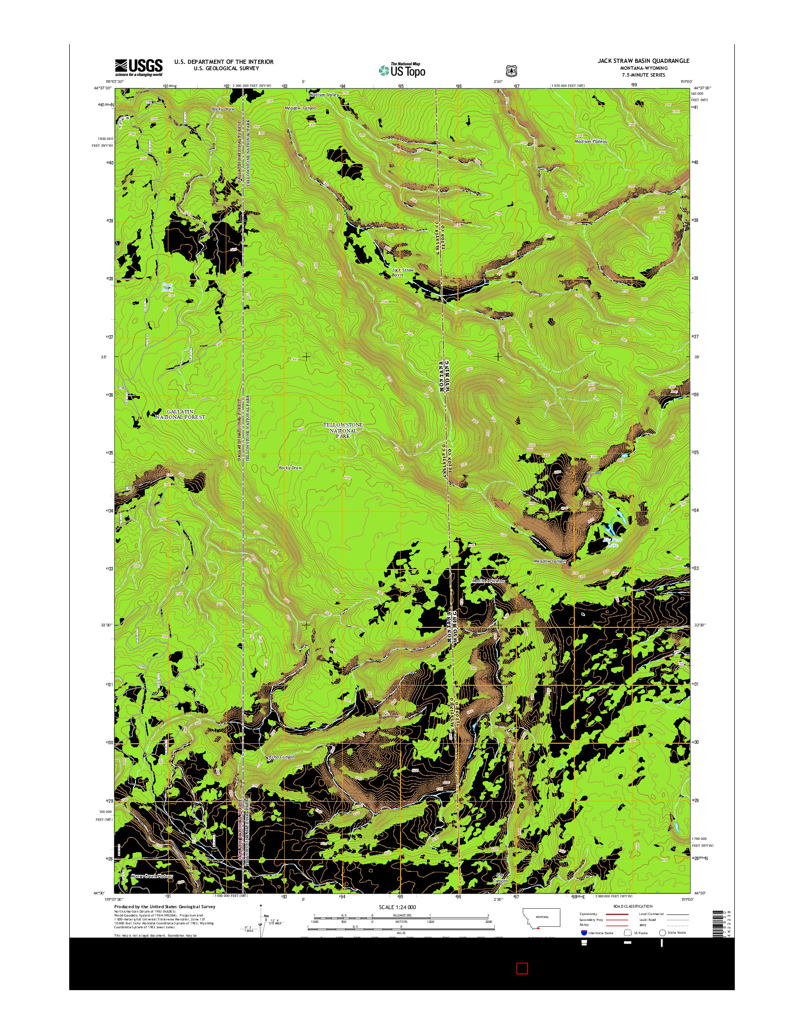 USGS US TOPO 7.5-MINUTE MAP FOR JACK STRAW BASIN, MT-WY 2014