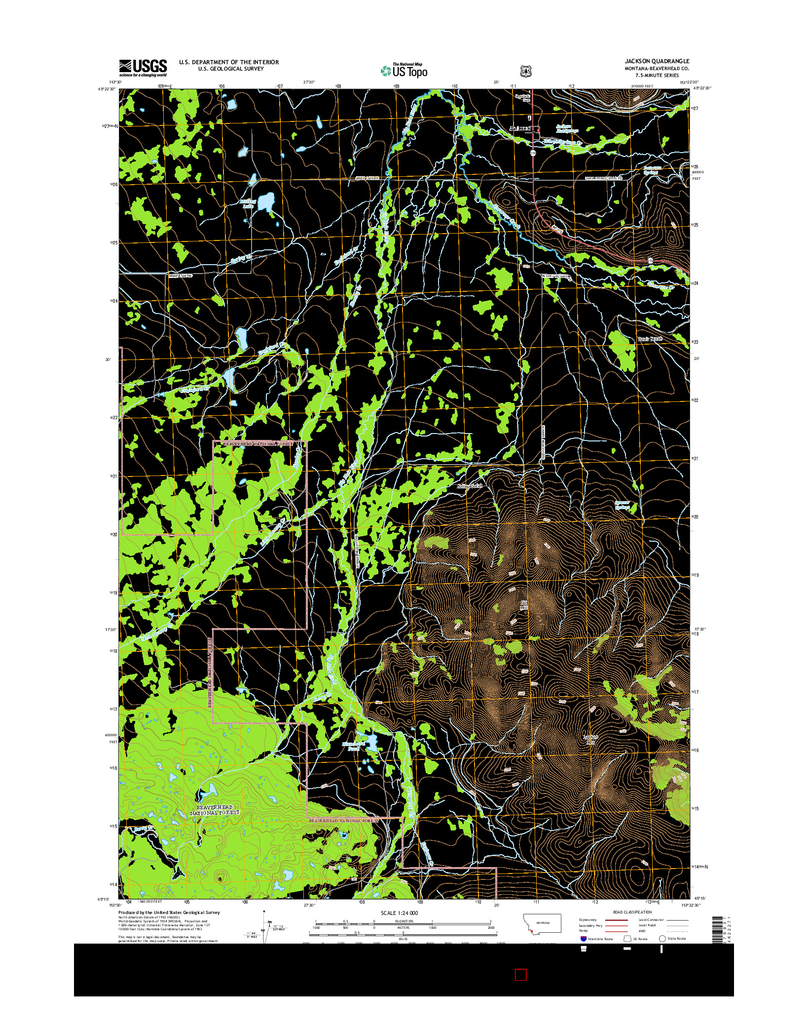 USGS US TOPO 7.5-MINUTE MAP FOR JACKSON, MT 2014