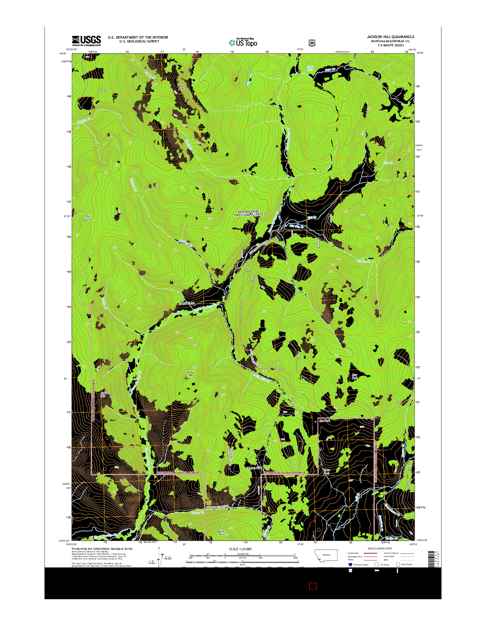USGS US TOPO 7.5-MINUTE MAP FOR JACKSON HILL, MT 2014