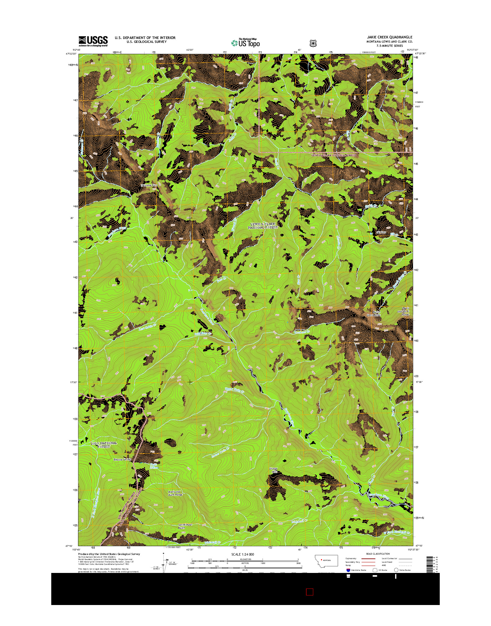 USGS US TOPO 7.5-MINUTE MAP FOR JAKIE CREEK, MT 2014