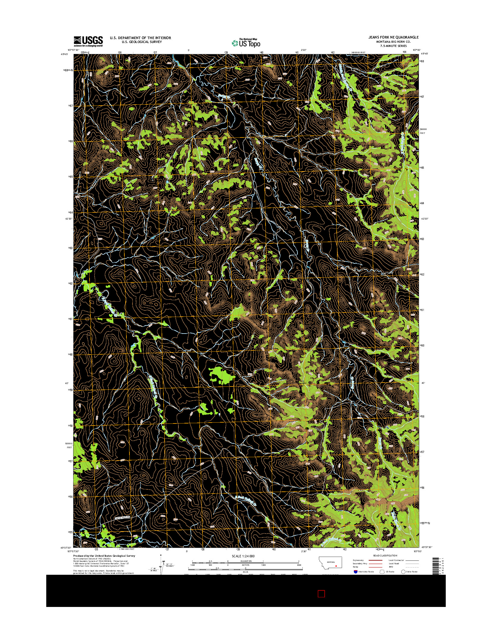 USGS US TOPO 7.5-MINUTE MAP FOR JEANS FORK NE, MT 2014