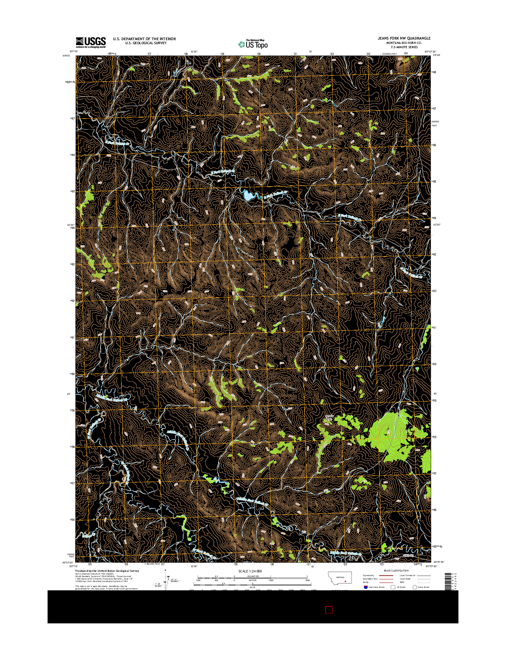 USGS US TOPO 7.5-MINUTE MAP FOR JEANS FORK NW, MT 2014