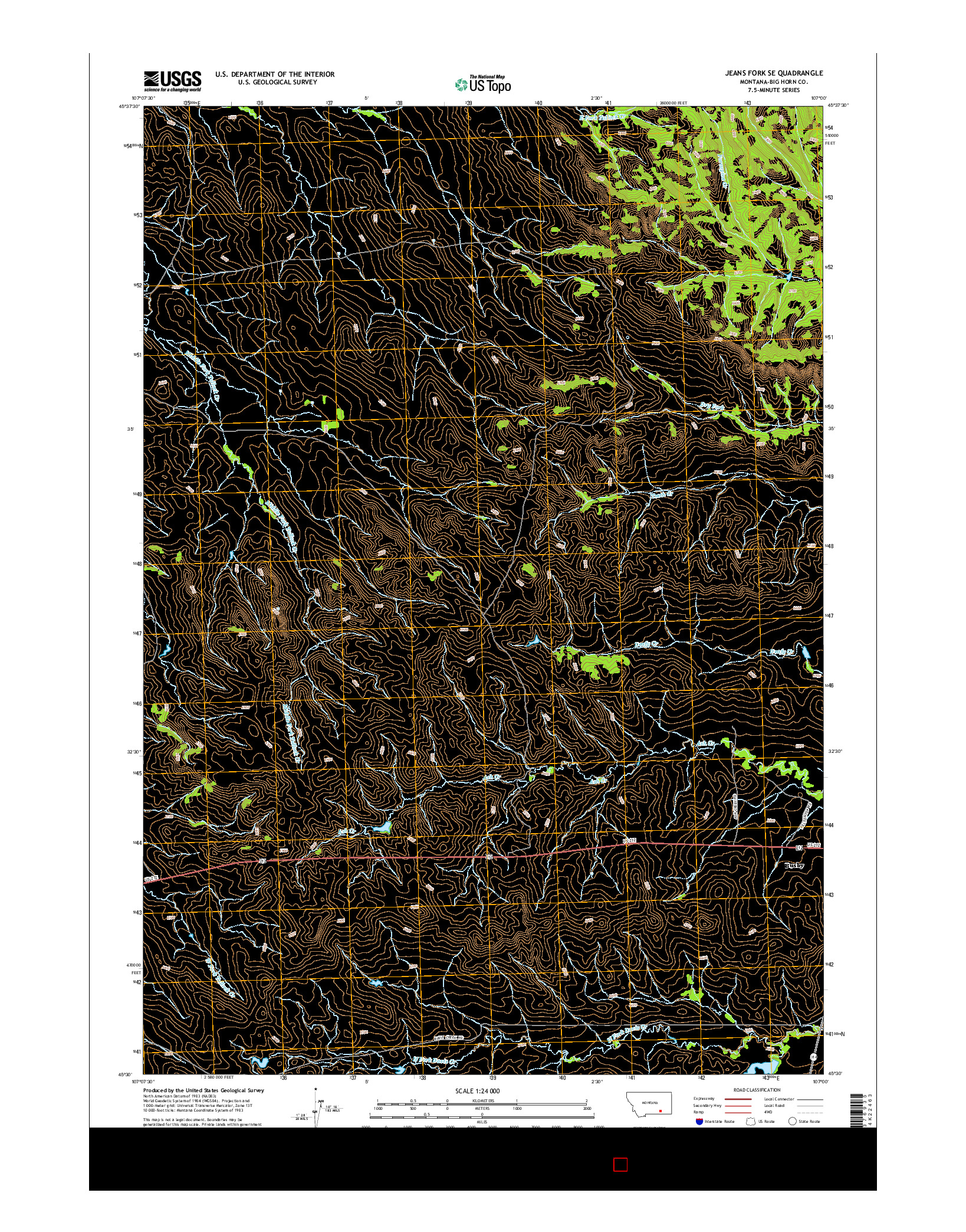 USGS US TOPO 7.5-MINUTE MAP FOR JEANS FORK SE, MT 2014