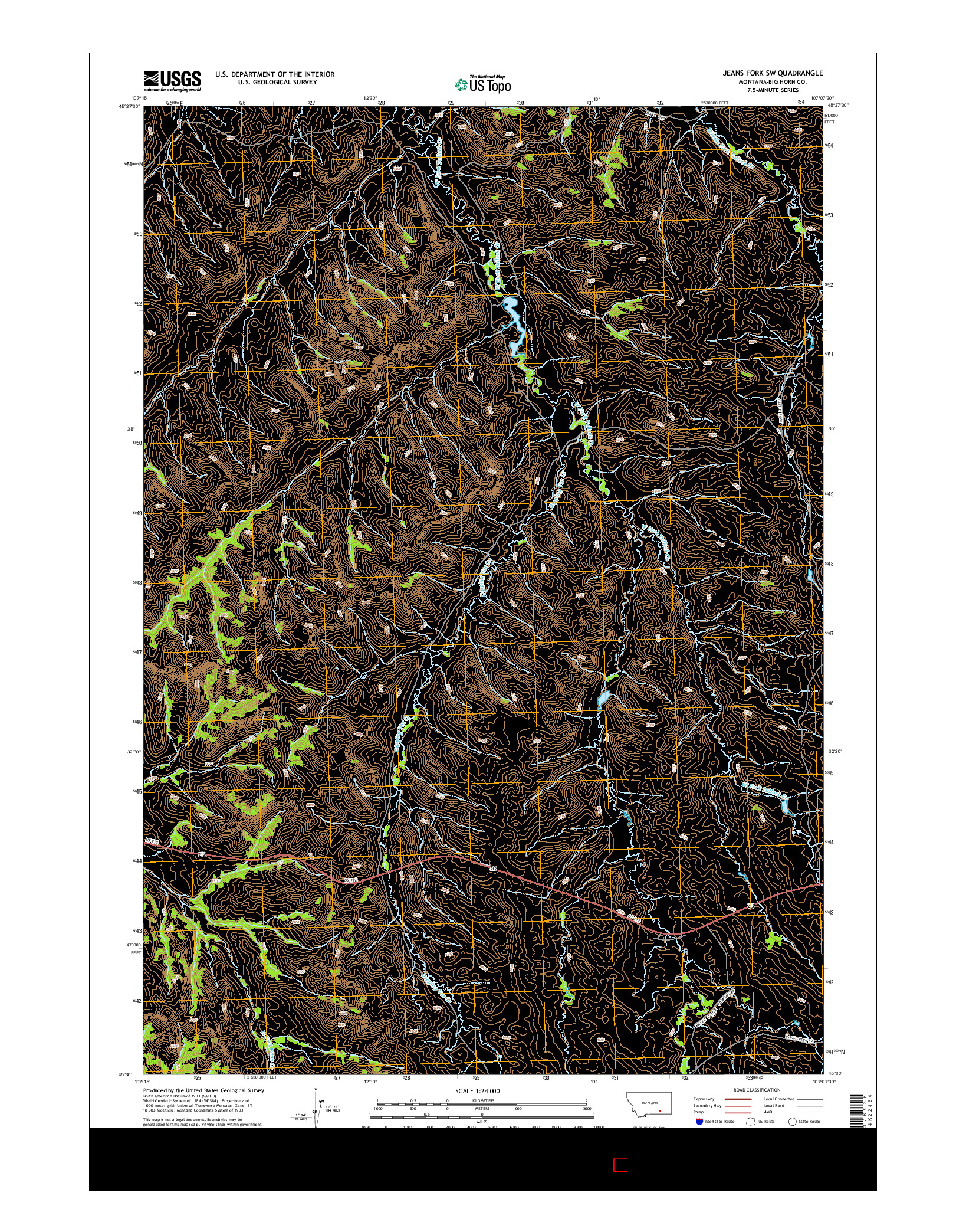USGS US TOPO 7.5-MINUTE MAP FOR JEANS FORK SW, MT 2014