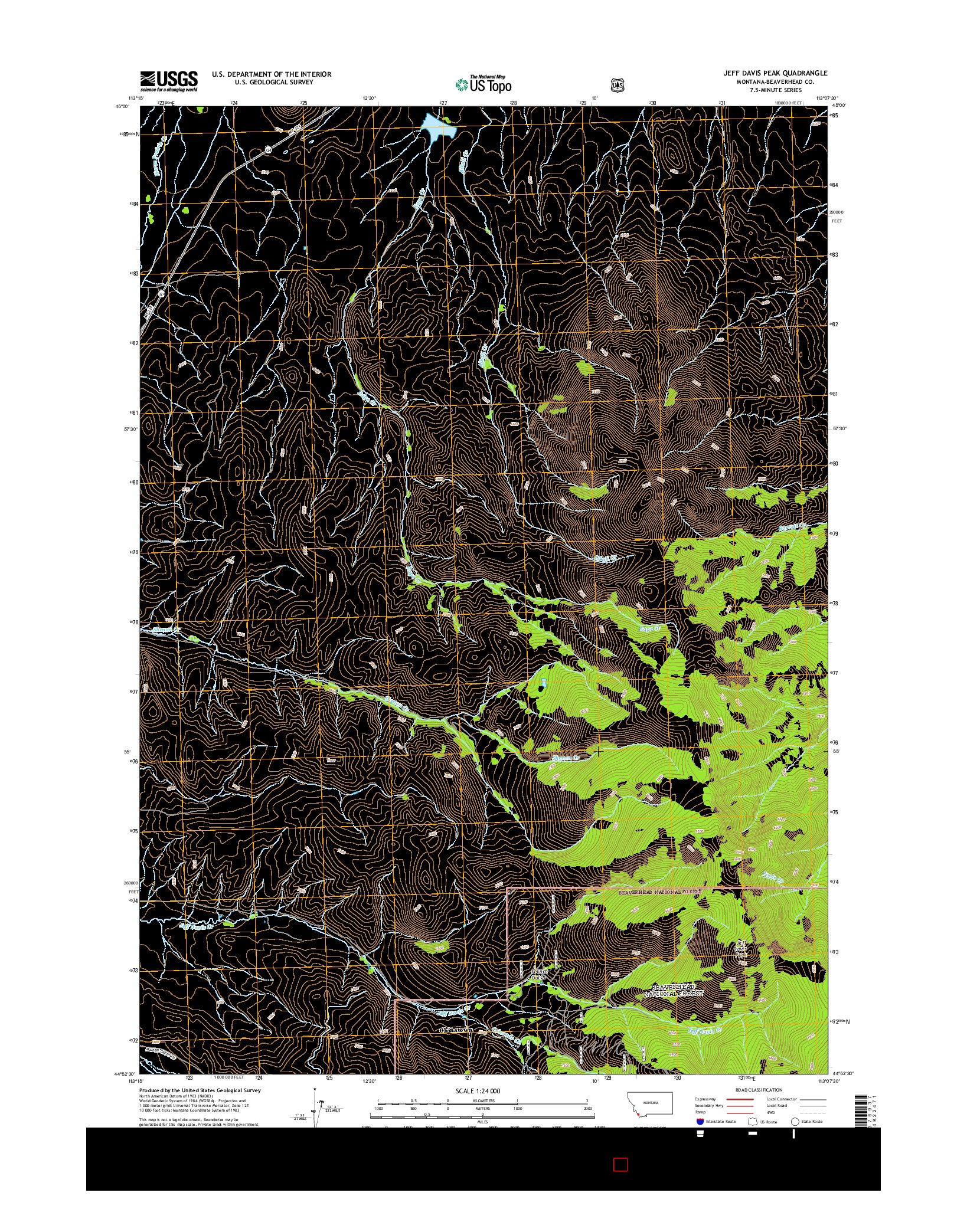 USGS US TOPO 7.5-MINUTE MAP FOR JEFF DAVIS PEAK, MT 2014