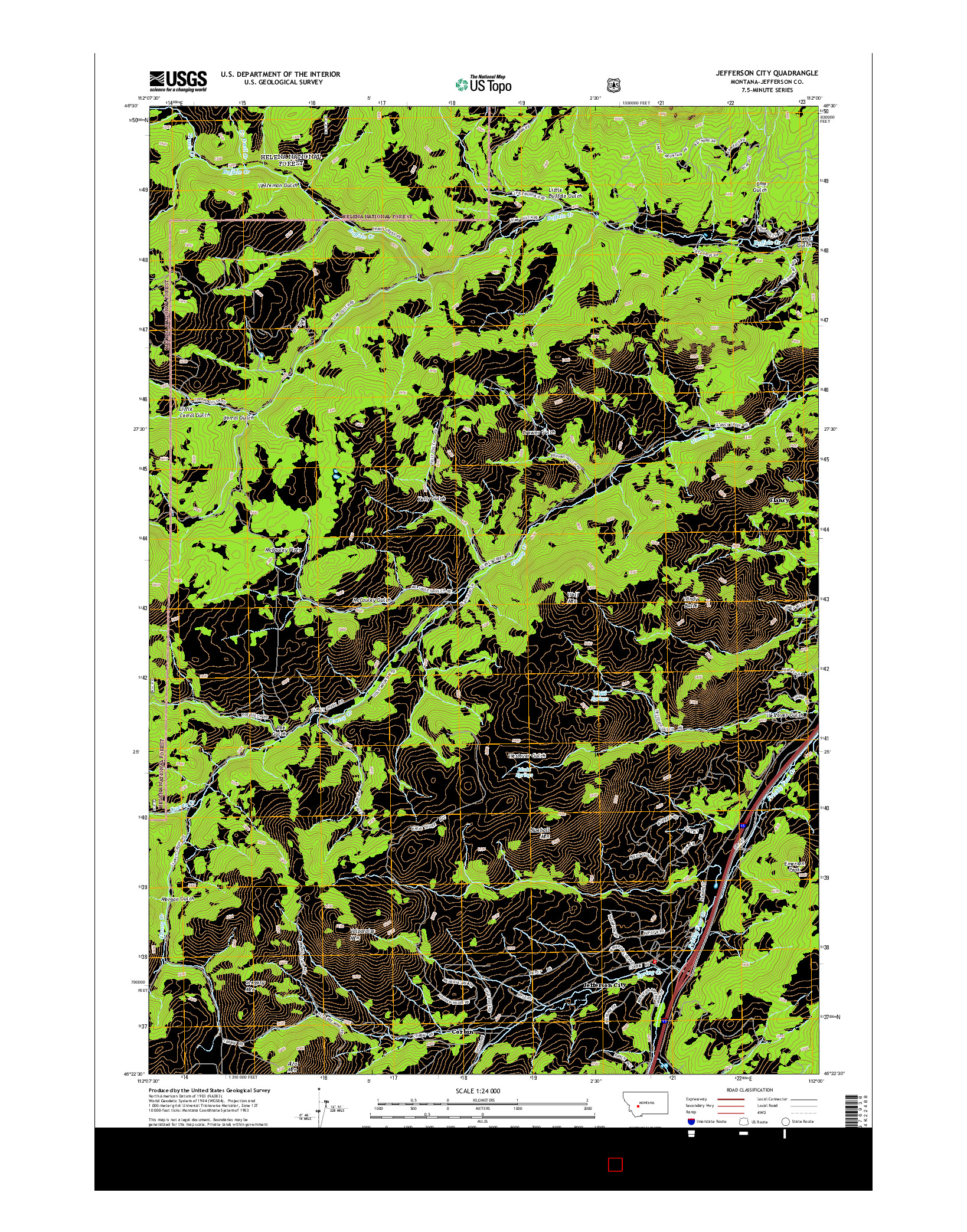 USGS US TOPO 7.5-MINUTE MAP FOR JEFFERSON CITY, MT 2014