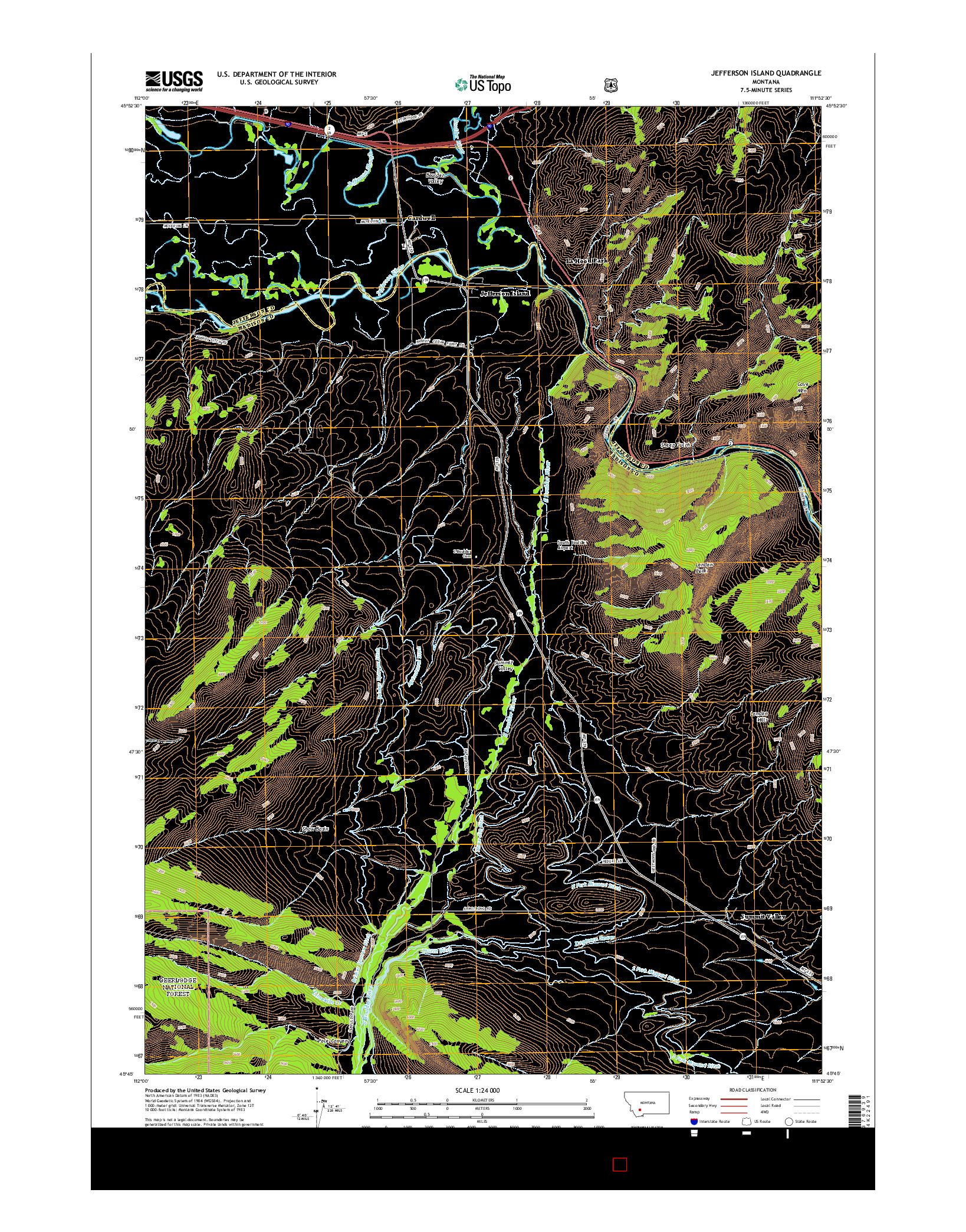 USGS US TOPO 7.5-MINUTE MAP FOR JEFFERSON ISLAND, MT 2014