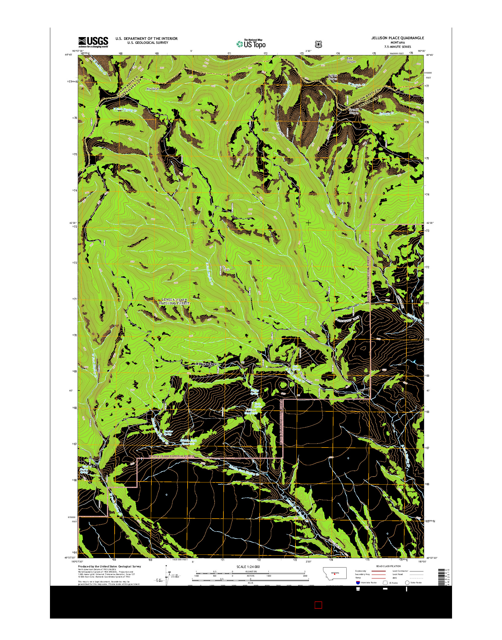 USGS US TOPO 7.5-MINUTE MAP FOR JELLISON PLACE, MT 2014