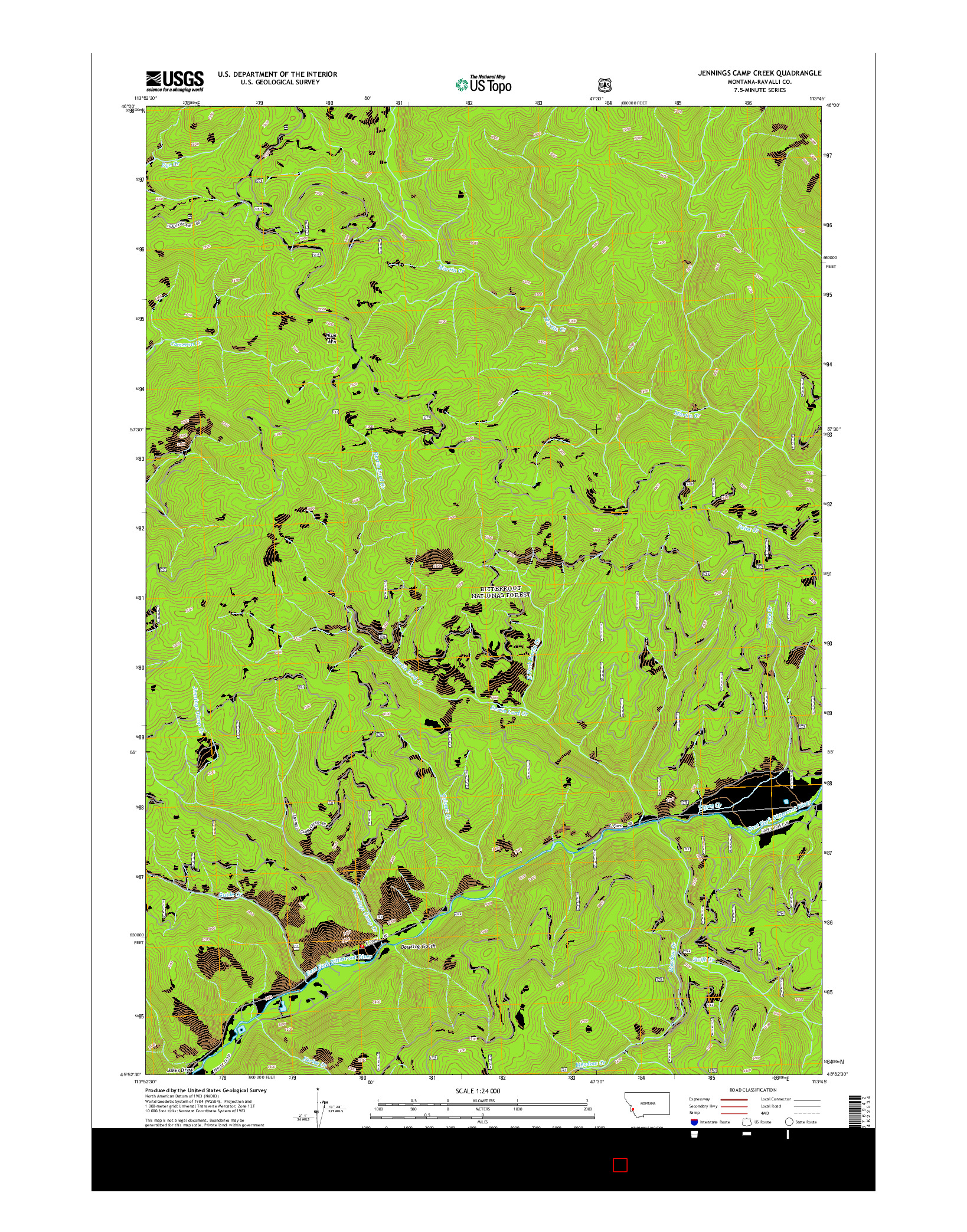 USGS US TOPO 7.5-MINUTE MAP FOR JENNINGS CAMP CREEK, MT 2014