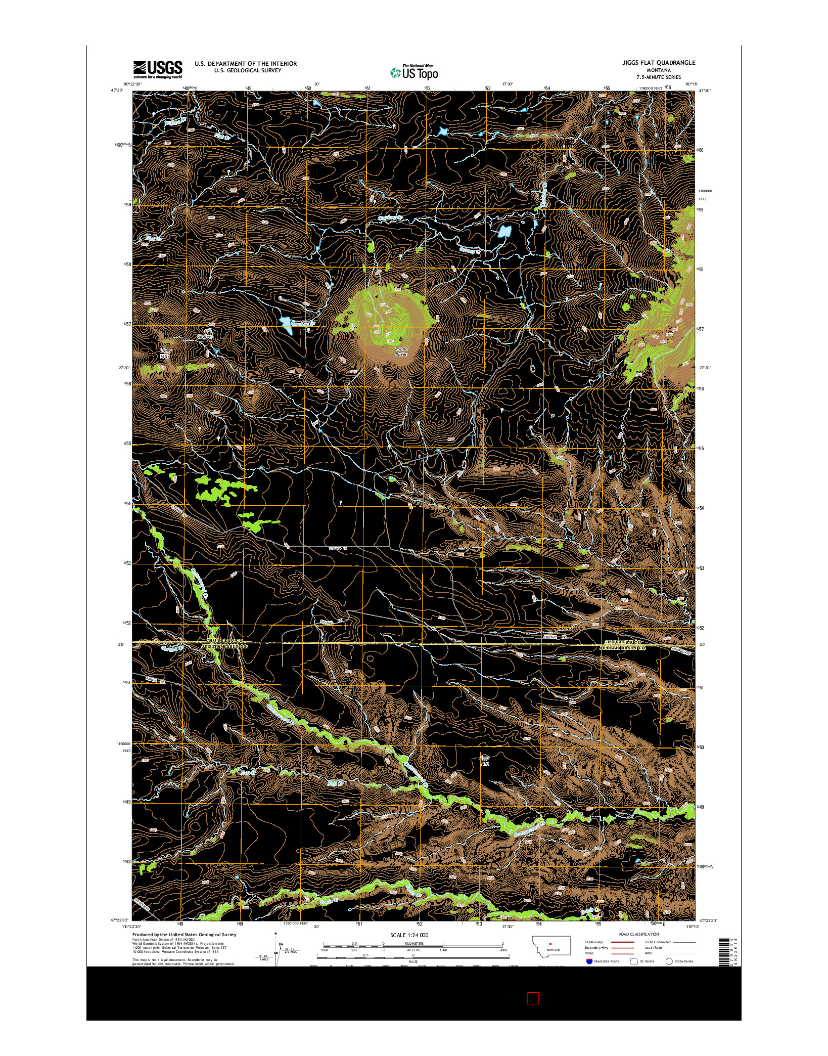 USGS US TOPO 7.5-MINUTE MAP FOR JIGGS FLAT, MT 2014