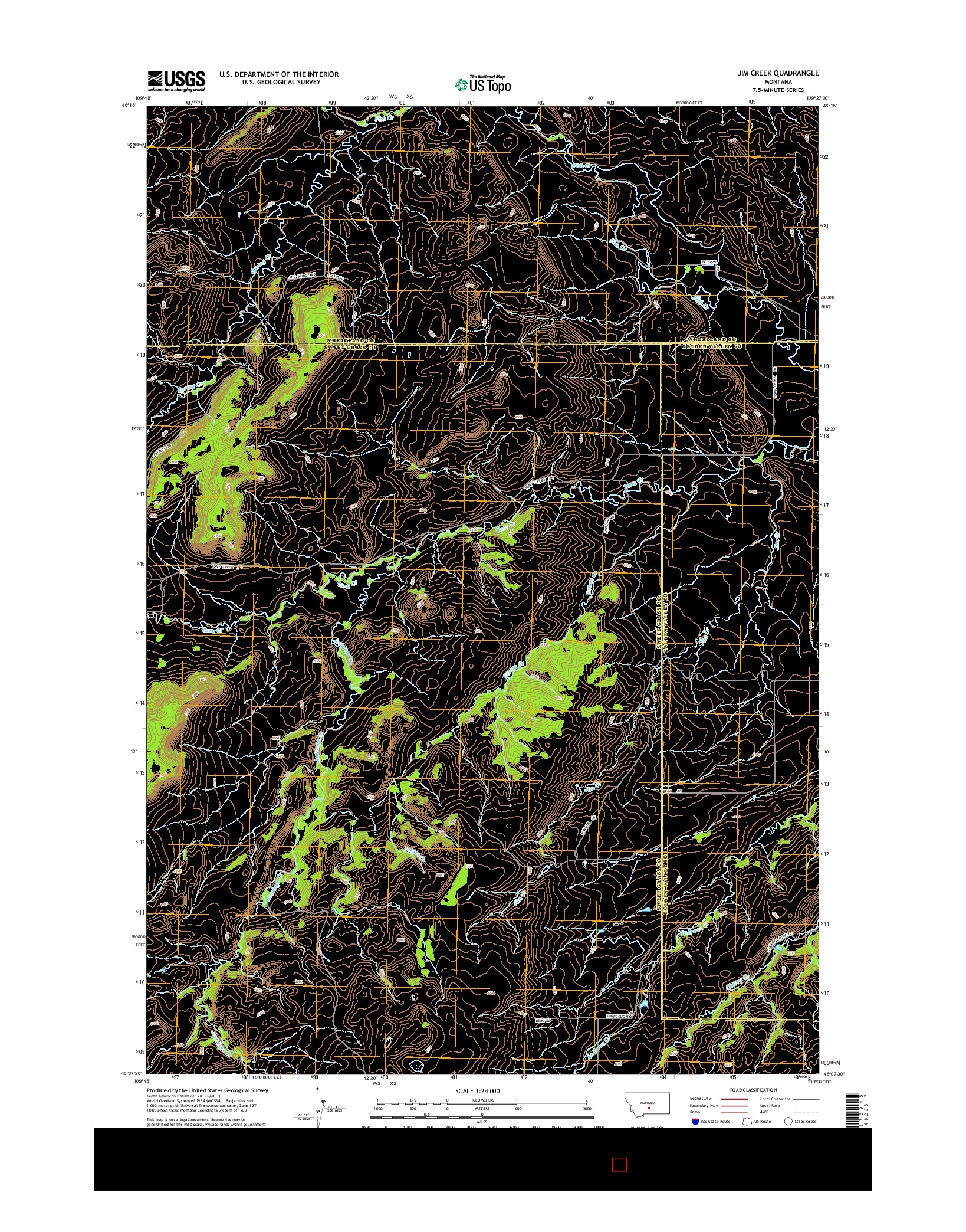 USGS US TOPO 7.5-MINUTE MAP FOR JIM CREEK, MT 2014