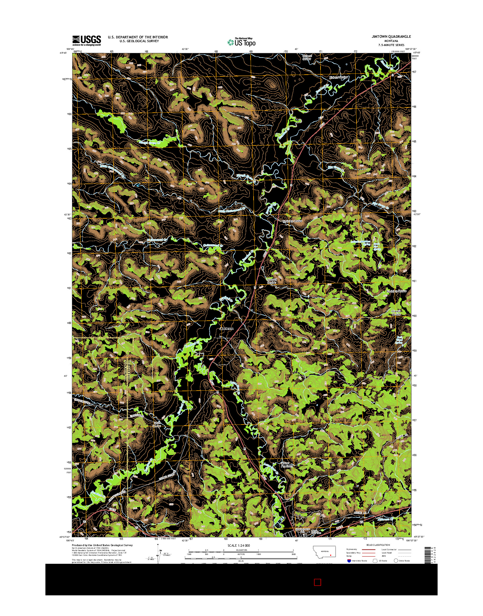 USGS US TOPO 7.5-MINUTE MAP FOR JIMTOWN, MT 2014