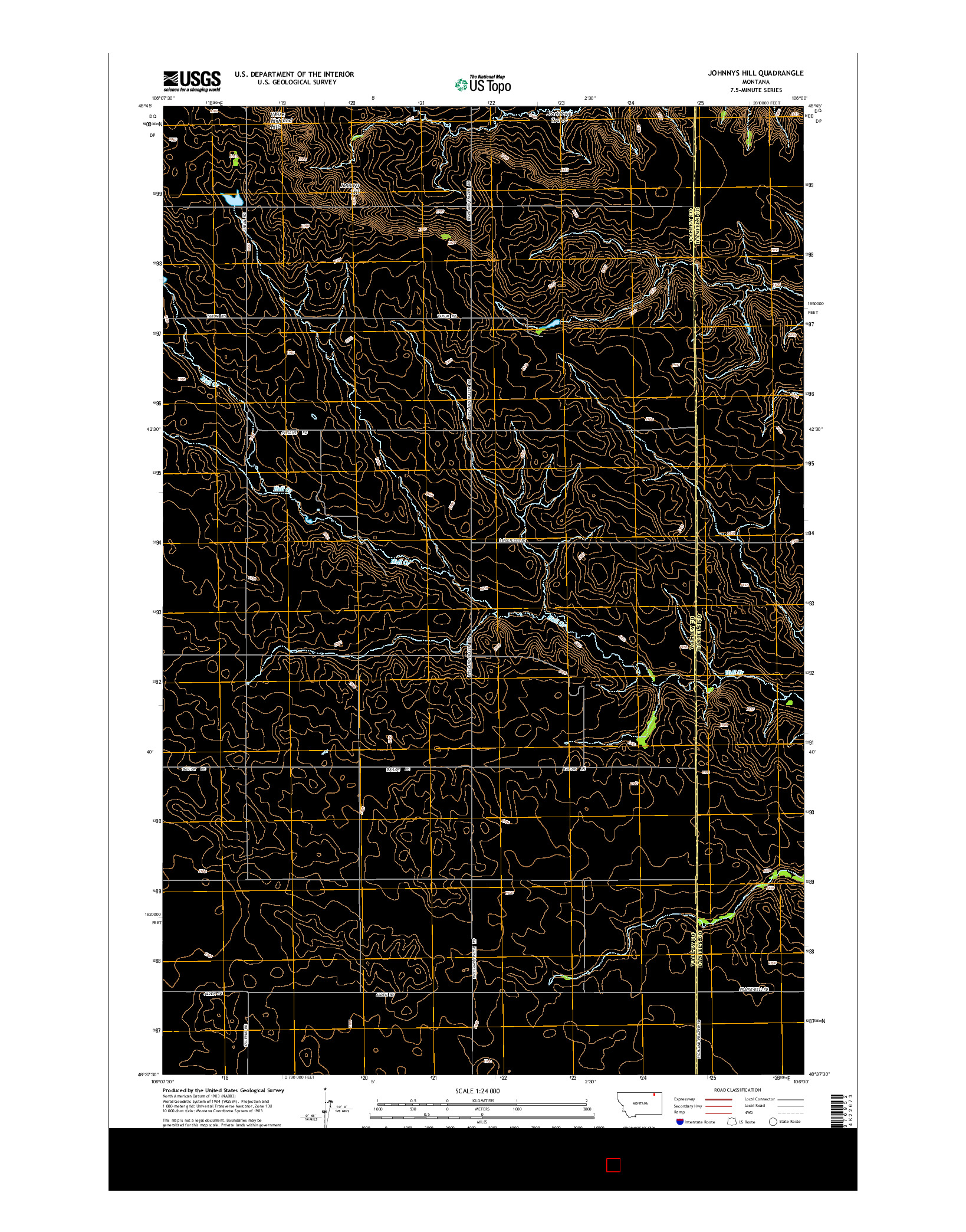 USGS US TOPO 7.5-MINUTE MAP FOR JOHNNYS HILL, MT 2014