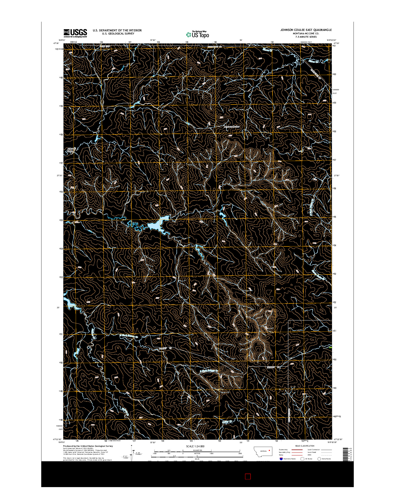 USGS US TOPO 7.5-MINUTE MAP FOR JOHNSON COULEE EAST, MT 2014