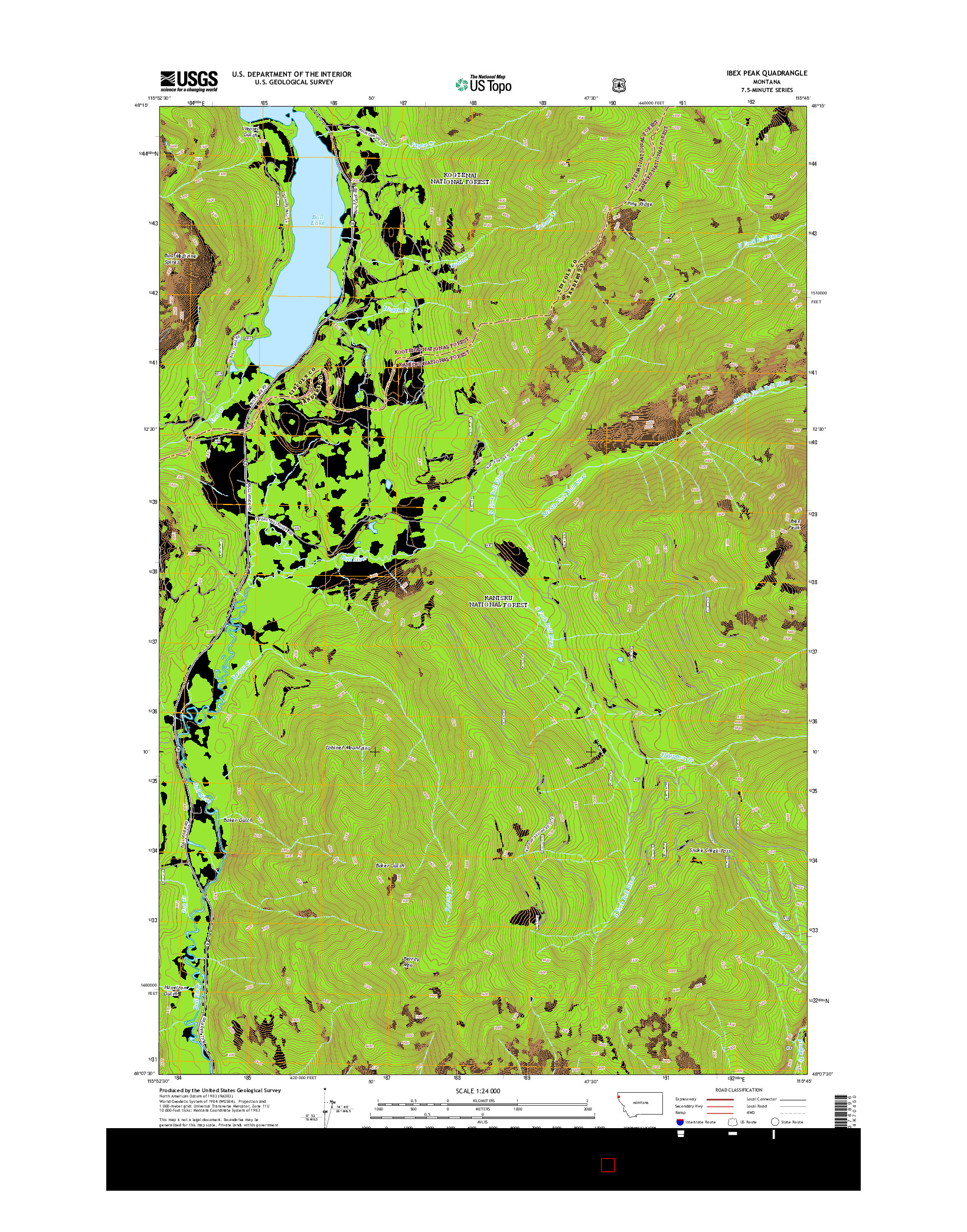 USGS US TOPO 7.5-MINUTE MAP FOR IBEX PEAK, MT 2014