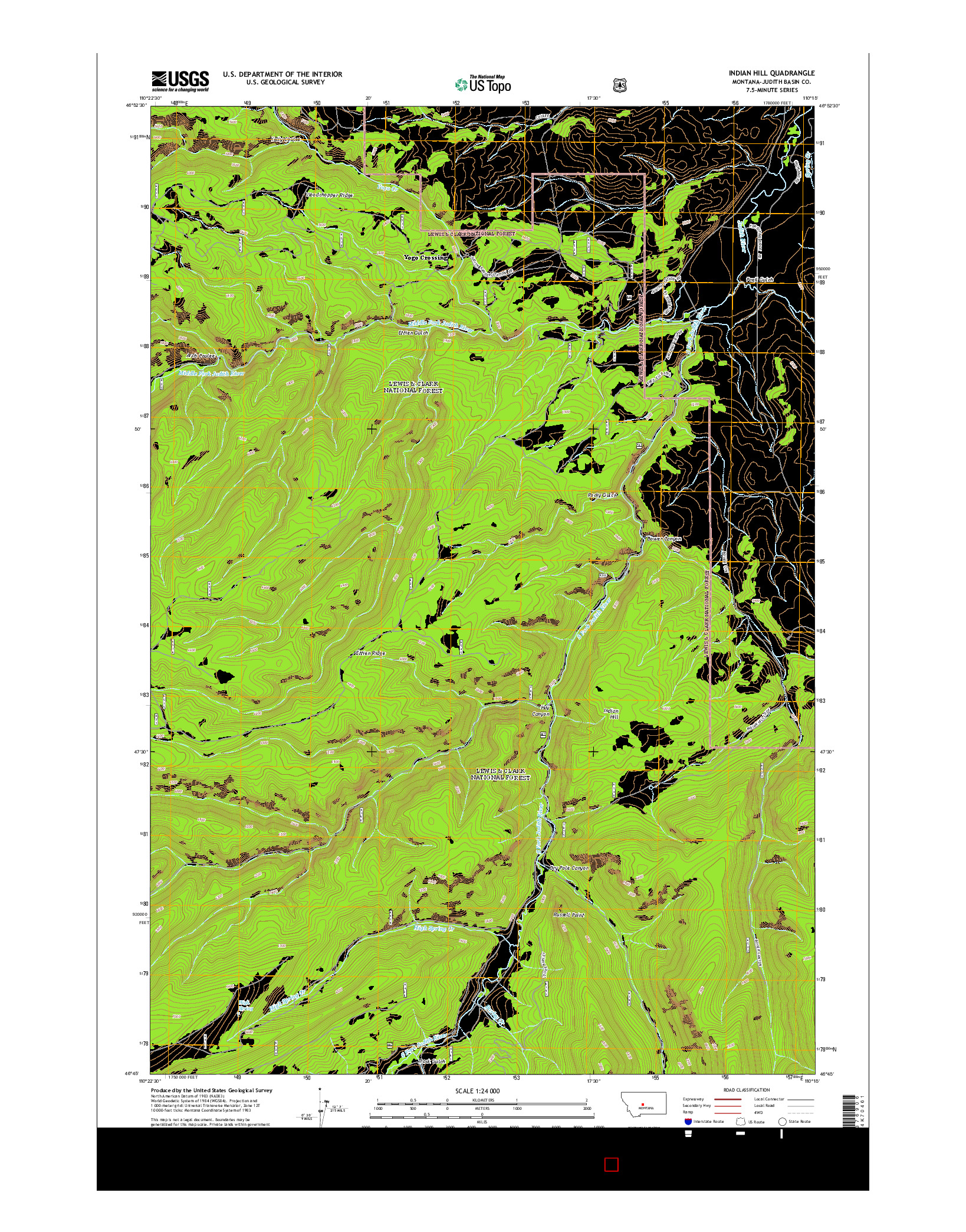 USGS US TOPO 7.5-MINUTE MAP FOR INDIAN HILL, MT 2014