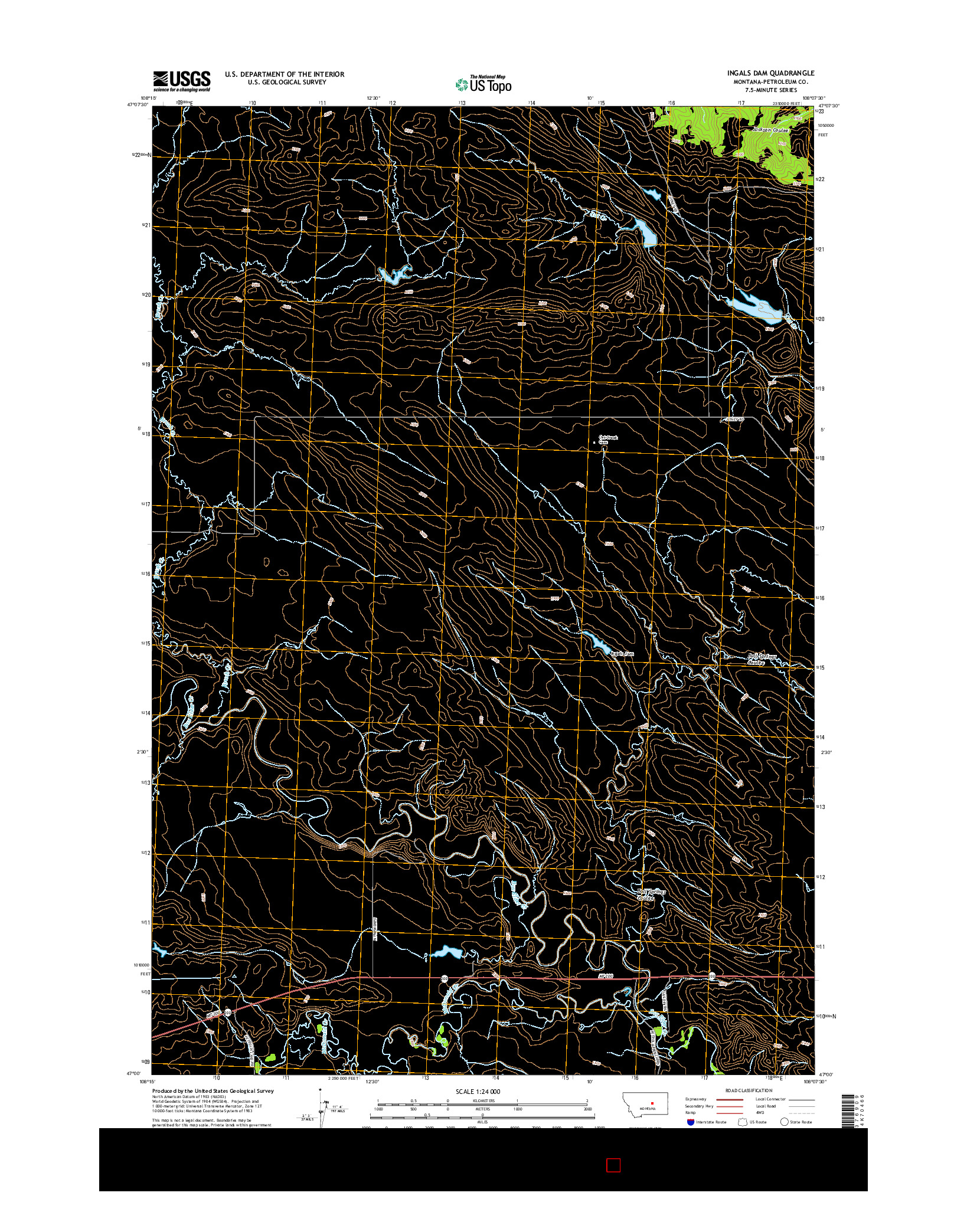 USGS US TOPO 7.5-MINUTE MAP FOR INGALS DAM, MT 2014