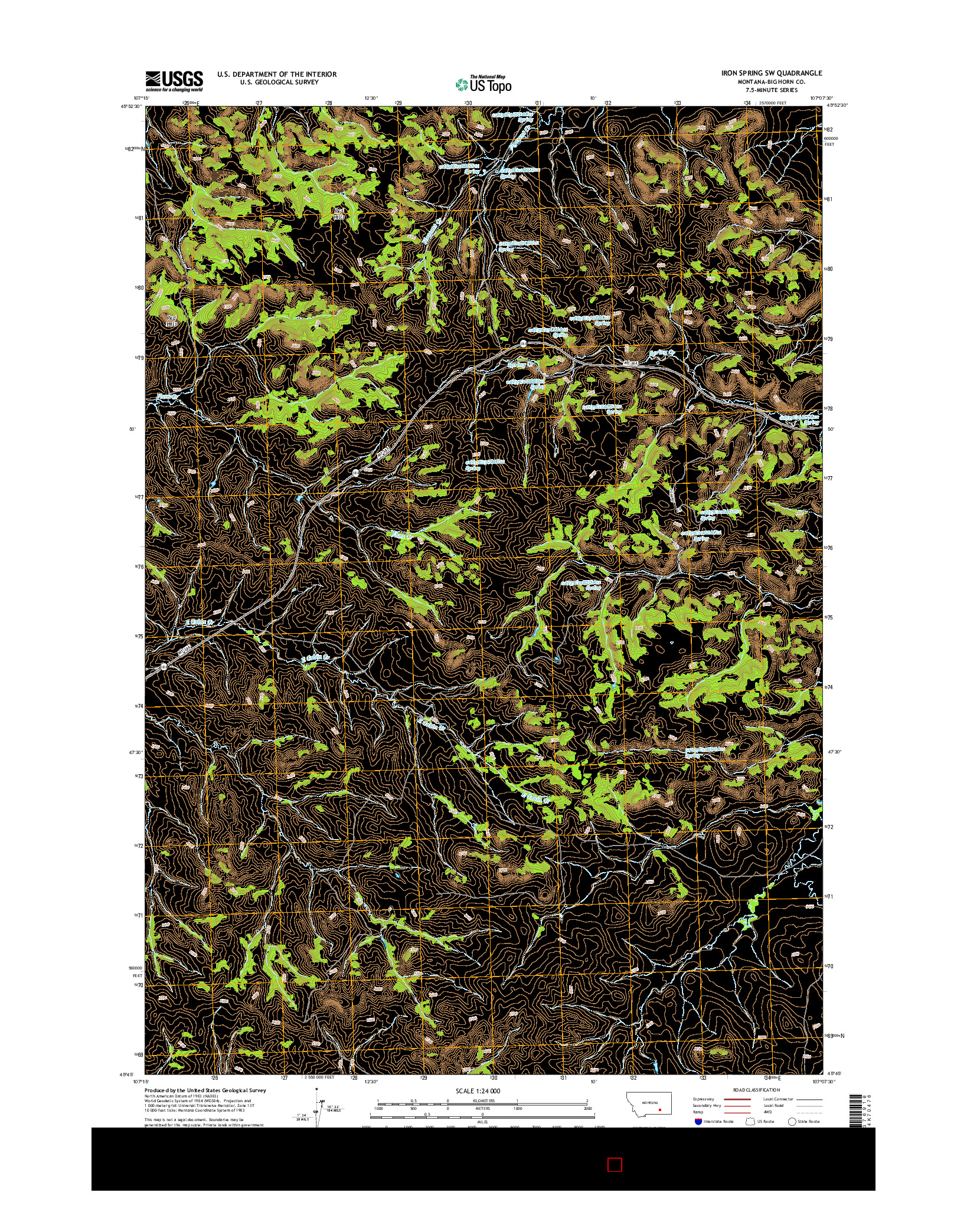 USGS US TOPO 7.5-MINUTE MAP FOR IRON SPRING SW, MT 2014