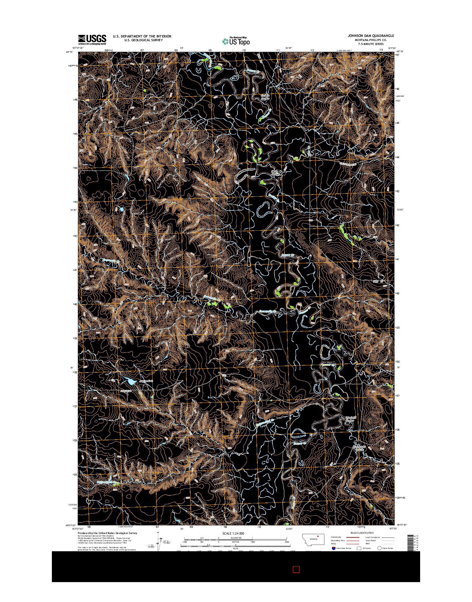 USGS US TOPO 7.5-MINUTE MAP FOR JOHNSON DAM, MT 2014